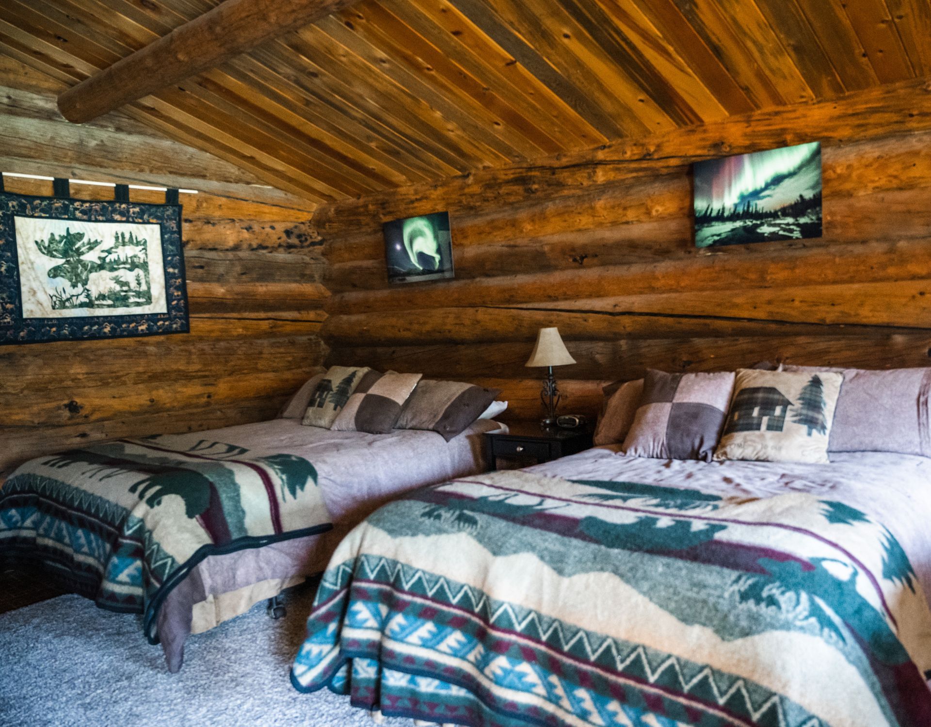 View the northern lights, aurora borealis, in dark skies at the Wilderess Lodge. 