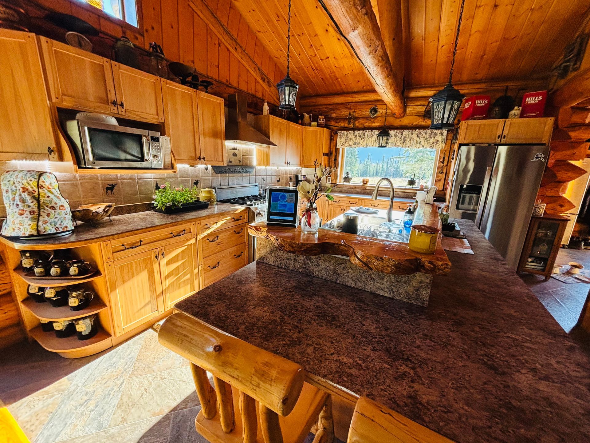 Main Lodge kitchen at Log Cabin Wilderness Lodge