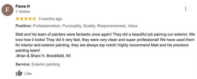 precision painting review from Google