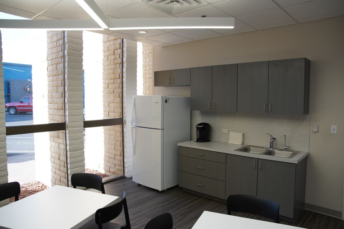 Launchpad break room kitchen
