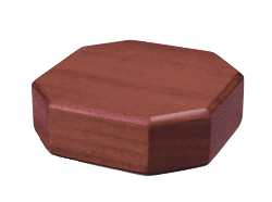 Small octagonal wooden box with a brown lid and dark stained sides
