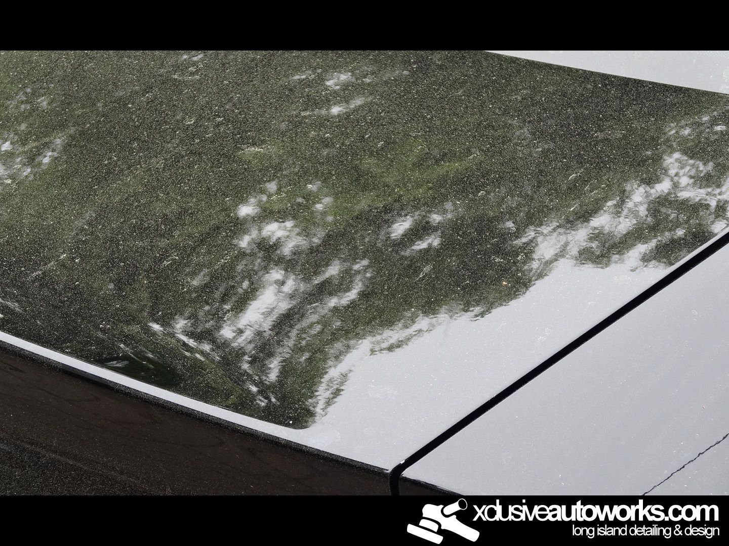 A close up of a car hood with xdusveautoworks.com written on the bottom