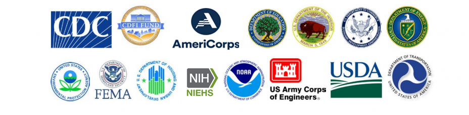 A group of logos including cdc and usda