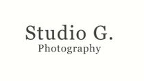 Logo for Studio G. Photography. The G is representing the lens of the camera shape around it.
