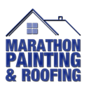 Marathon Painting & Roofing logo with blue house roof and window icon