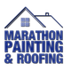 Marathon Painting & Roofing logo with blue house roof and window icon