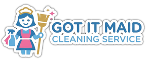 Got It Maid Cleaning Service logo with a smiling cleaner holding a mop and sparkle icons