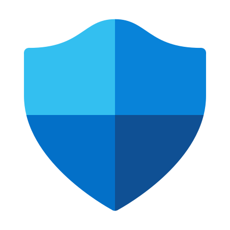 Blue shield divided into four sections, indicating security or protection.
