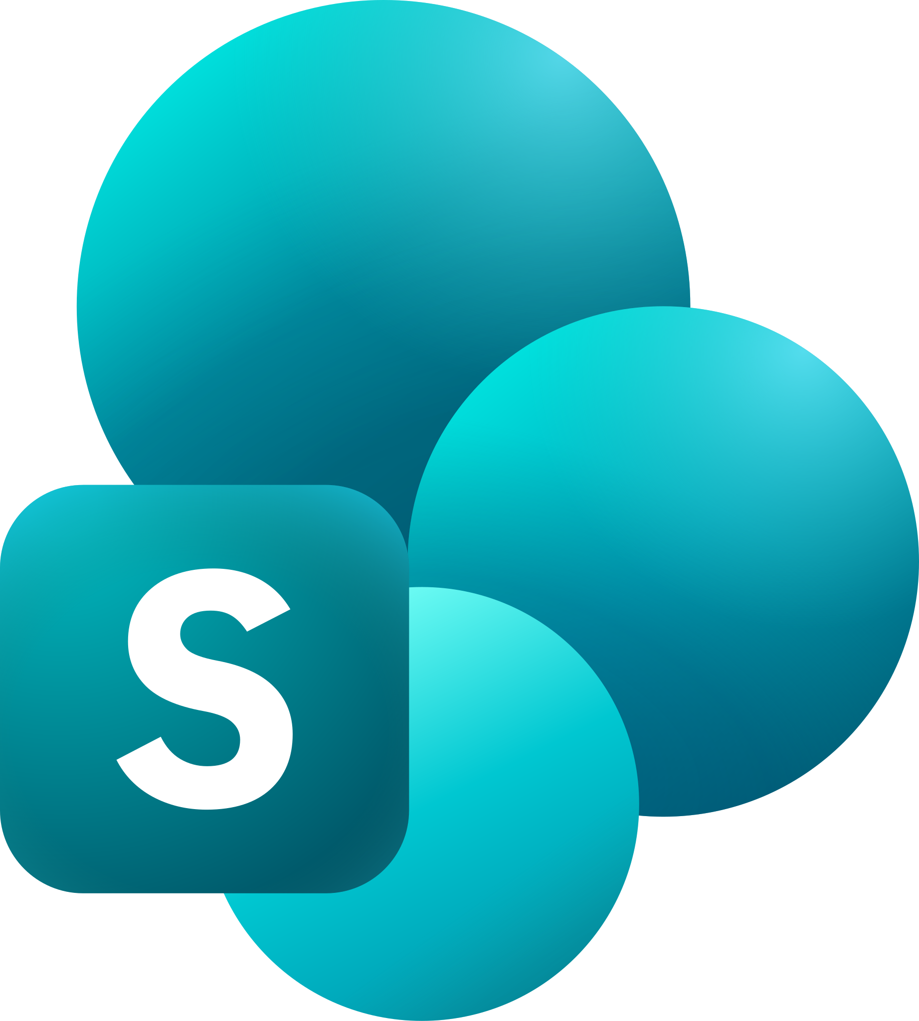 SharePoint logo: Teal circles overlapping a teal square with a white