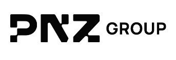 PNZ GROUP logo in black and white.