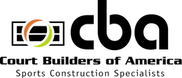 Logo for Court Builders St. Louis, featuring a stylized black, orange, and green court graphic next to the company name.