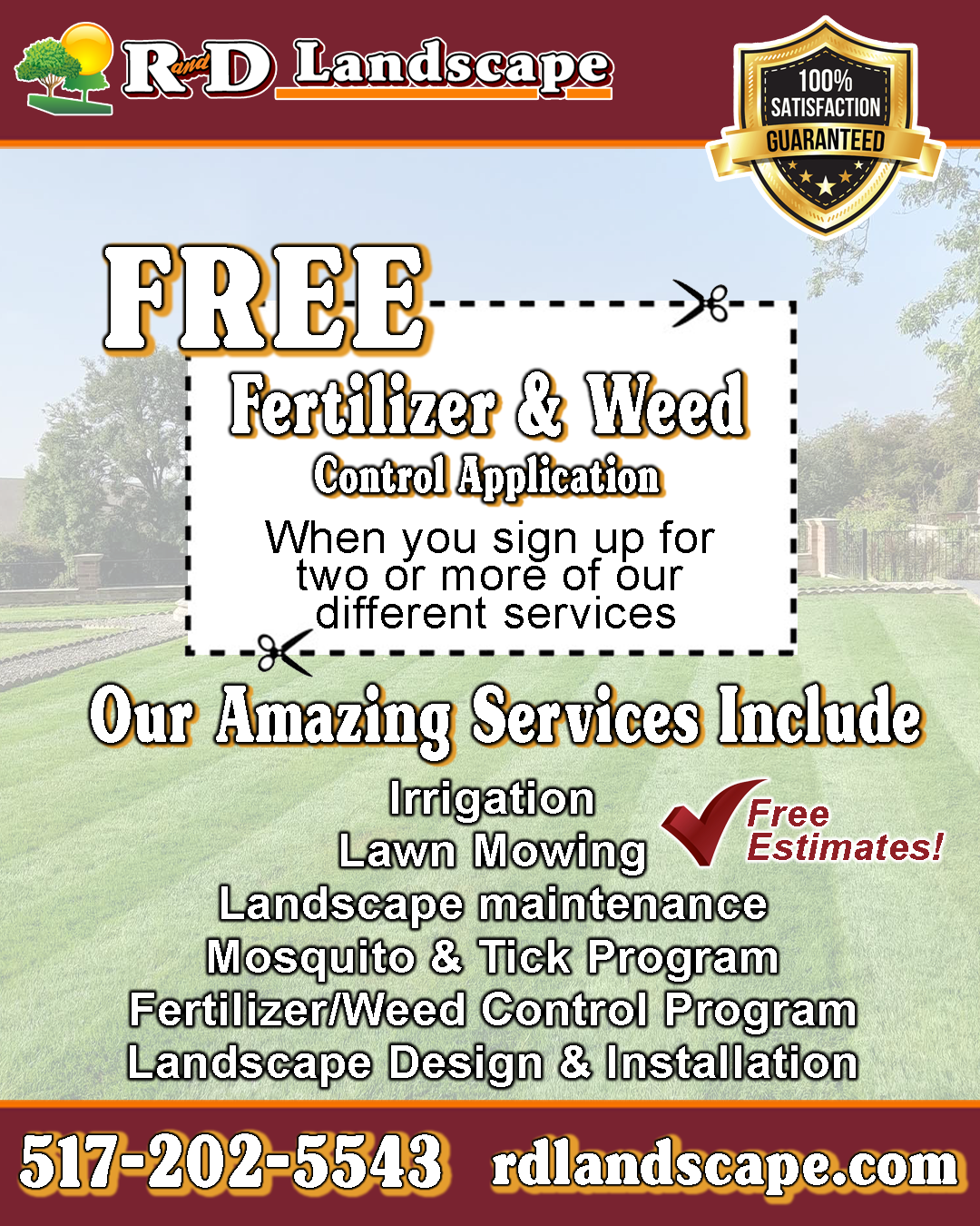 An advertisement for free fertilizer and weed control application