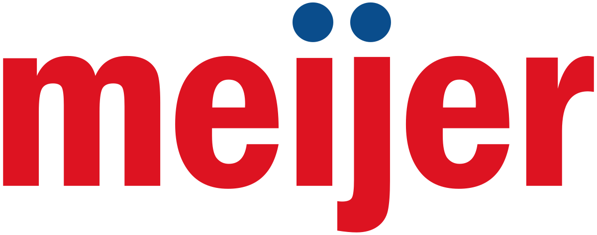 A red and blue meijer logo on a white background.