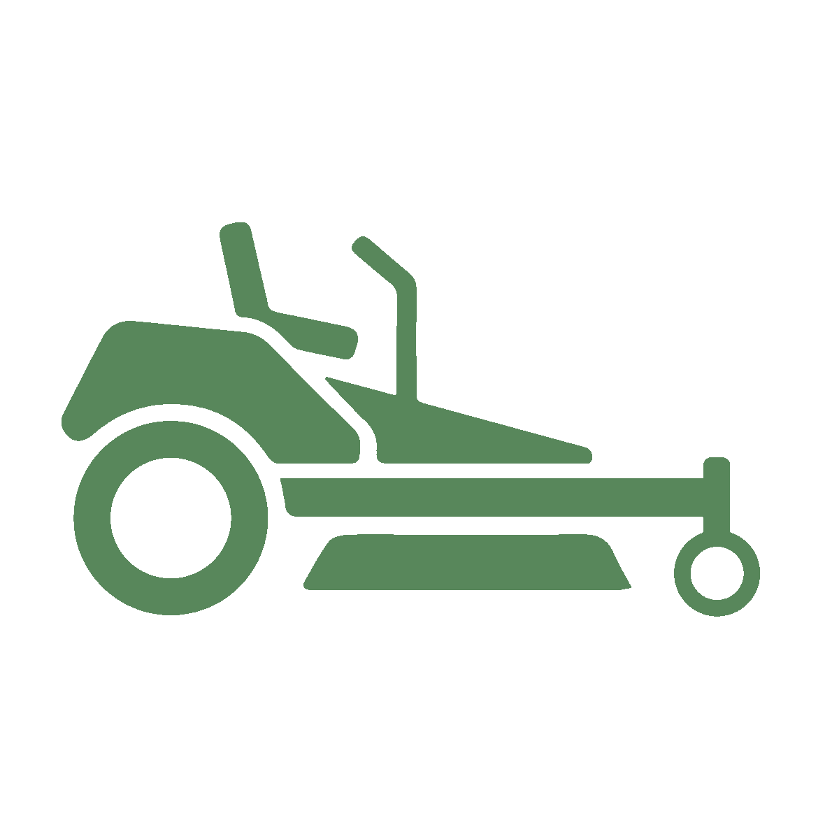 Green lawn mower icon on a white background