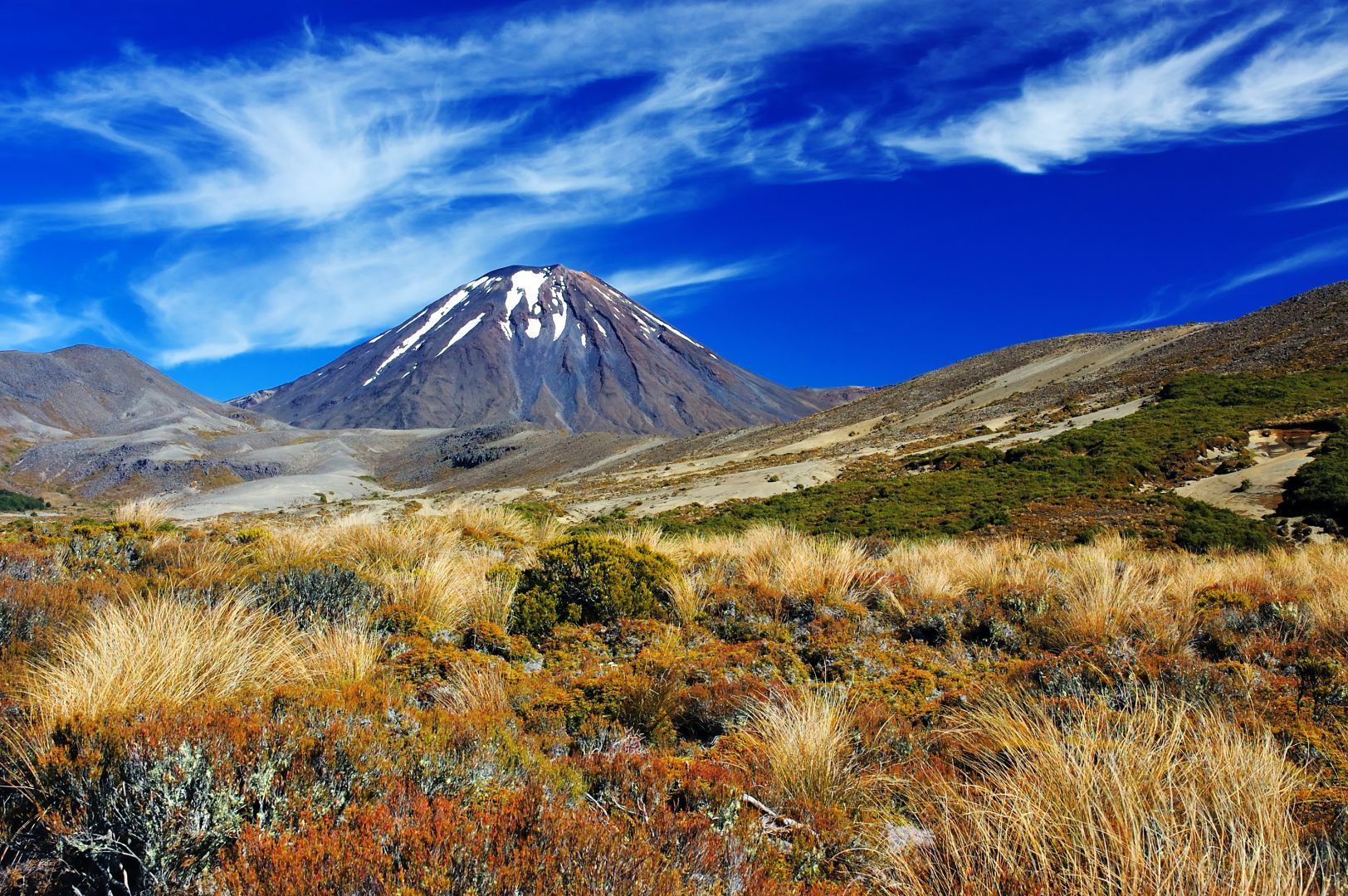 A view of Mount Ngauruhoe from the Tongariro Alpine Crossing