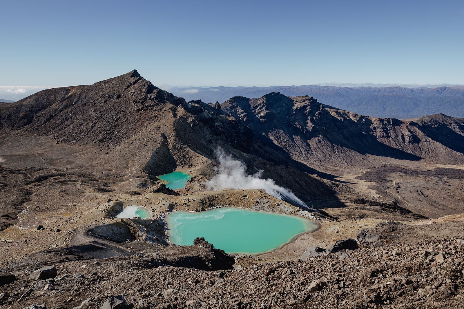 Steam rising from a crater on the Tongariro Alpine Crossing