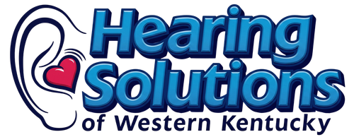 Hearing Solutions of Western Kentucky logo with blue text and a pink ear graphic