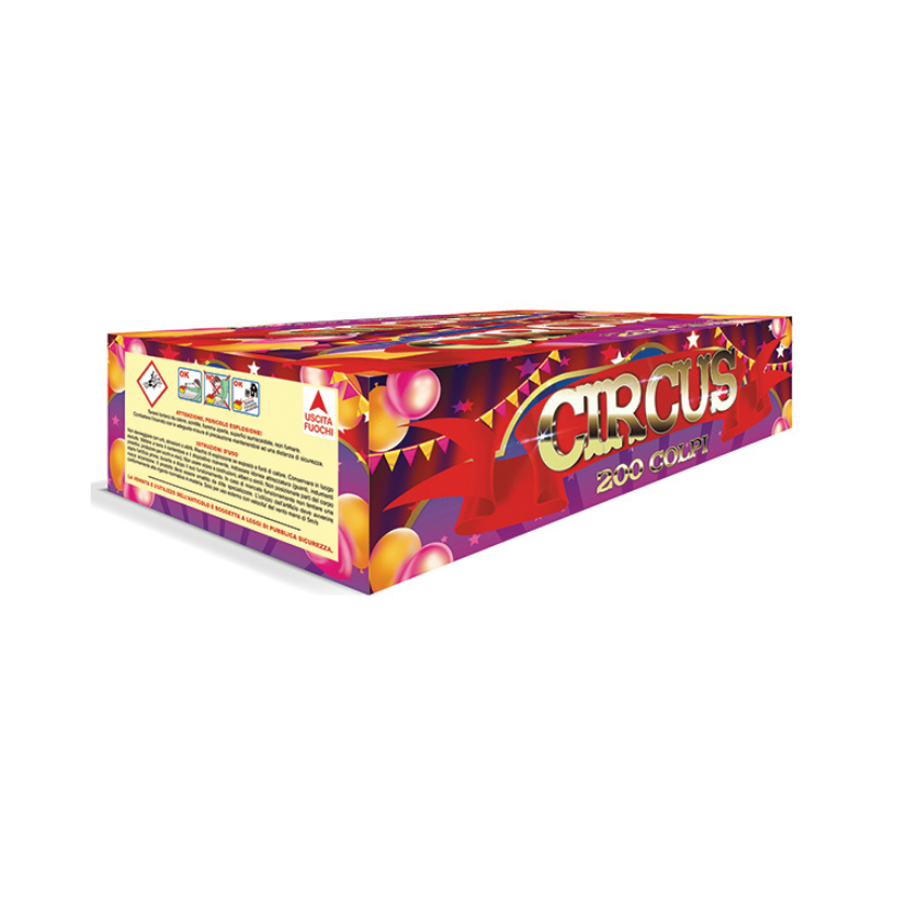 Scatola di fuochi d'artificio con l'etichetta