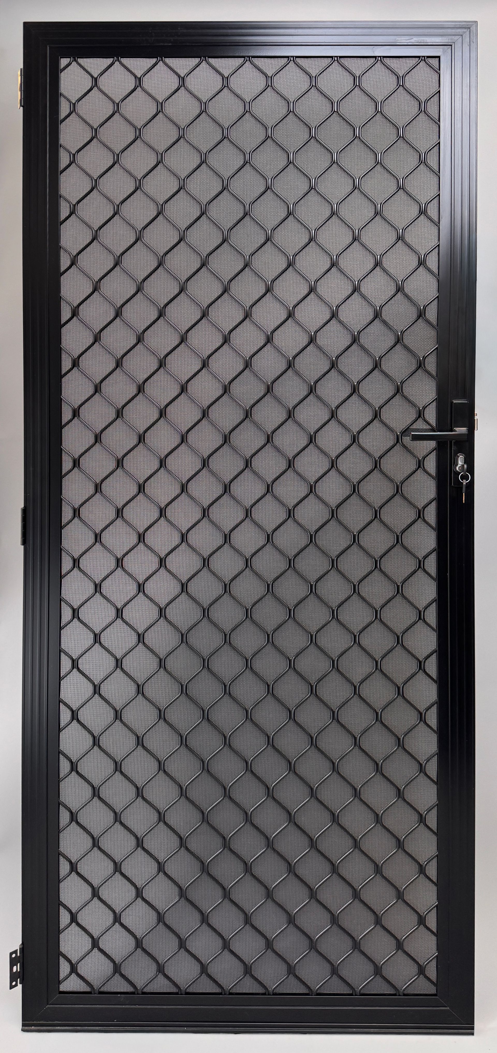Black metal security screen door — Everything Screendoors & More In Wollongong, NSW