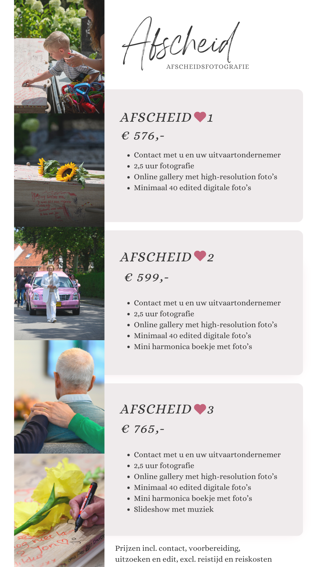 Tarieven afscheidsfotografie