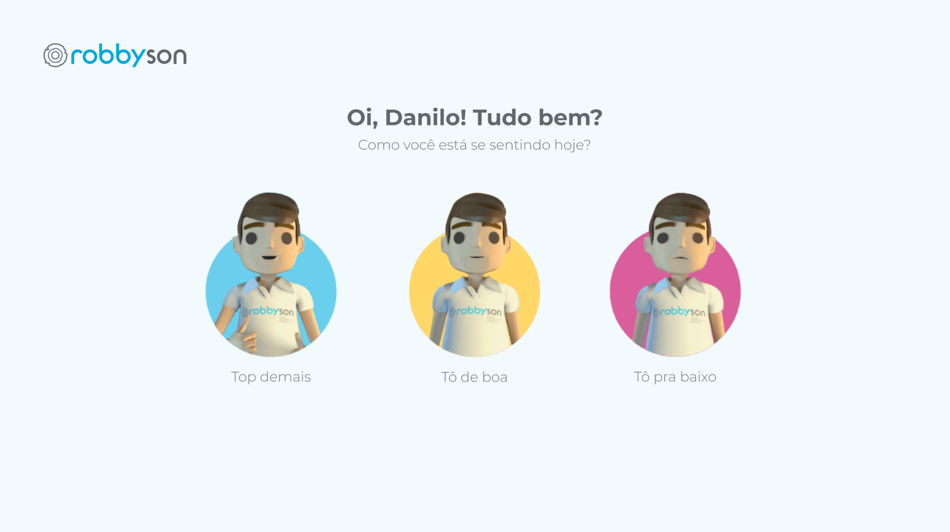 Três personagens de desenho animado estão de pé, um ao lado do outro, em círculos sobre um fundo branco.