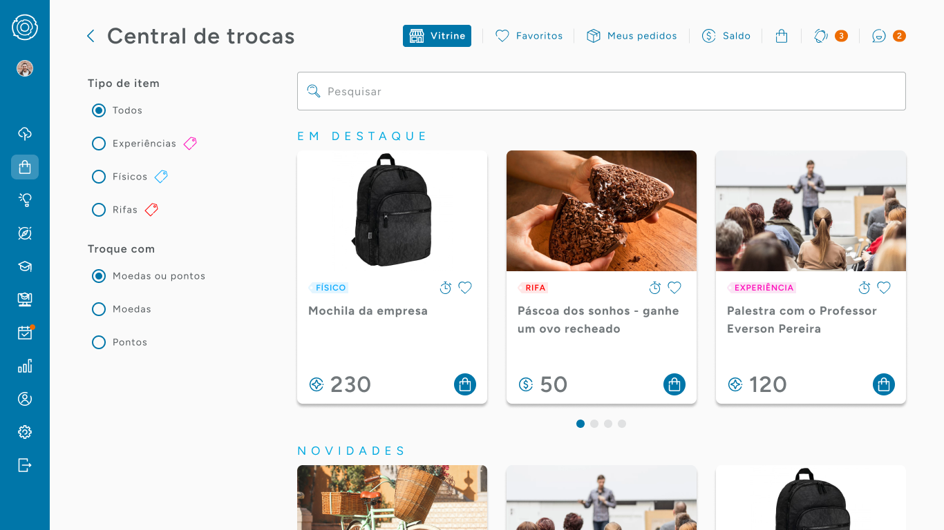 Uma captura de tela de um site mostrando uma mochila e um grupo de pessoas.
