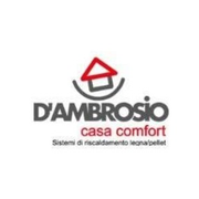 Logo D’Ambrosio Casa Comfort con tetto rosso e testo nero e rosso su fondo bianco