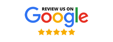 “Review us on Google” graphic with Google logo and five gold stars
