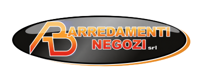 Logo of Arredamenti Negozi srl in orange and white on a black oval background