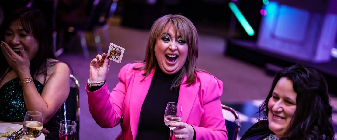 Llandudno party magician Paul Roberts, performing at a celebration