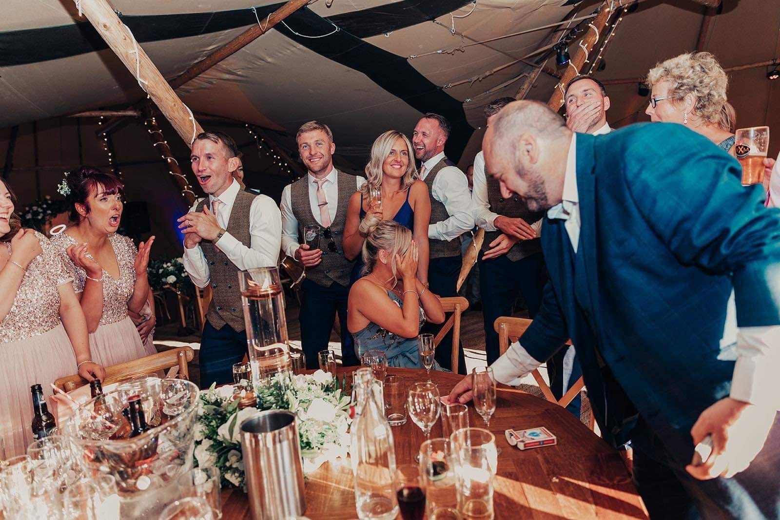 Paul Roberts Magic wowing wedding  guests in Wrexham.