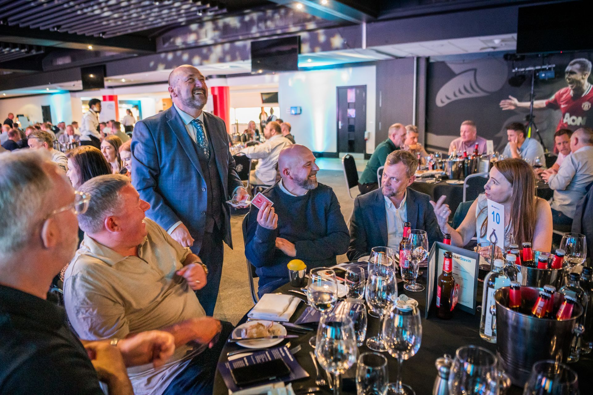 Part magician Paul Roberts performing at a corporate event in Oswestry