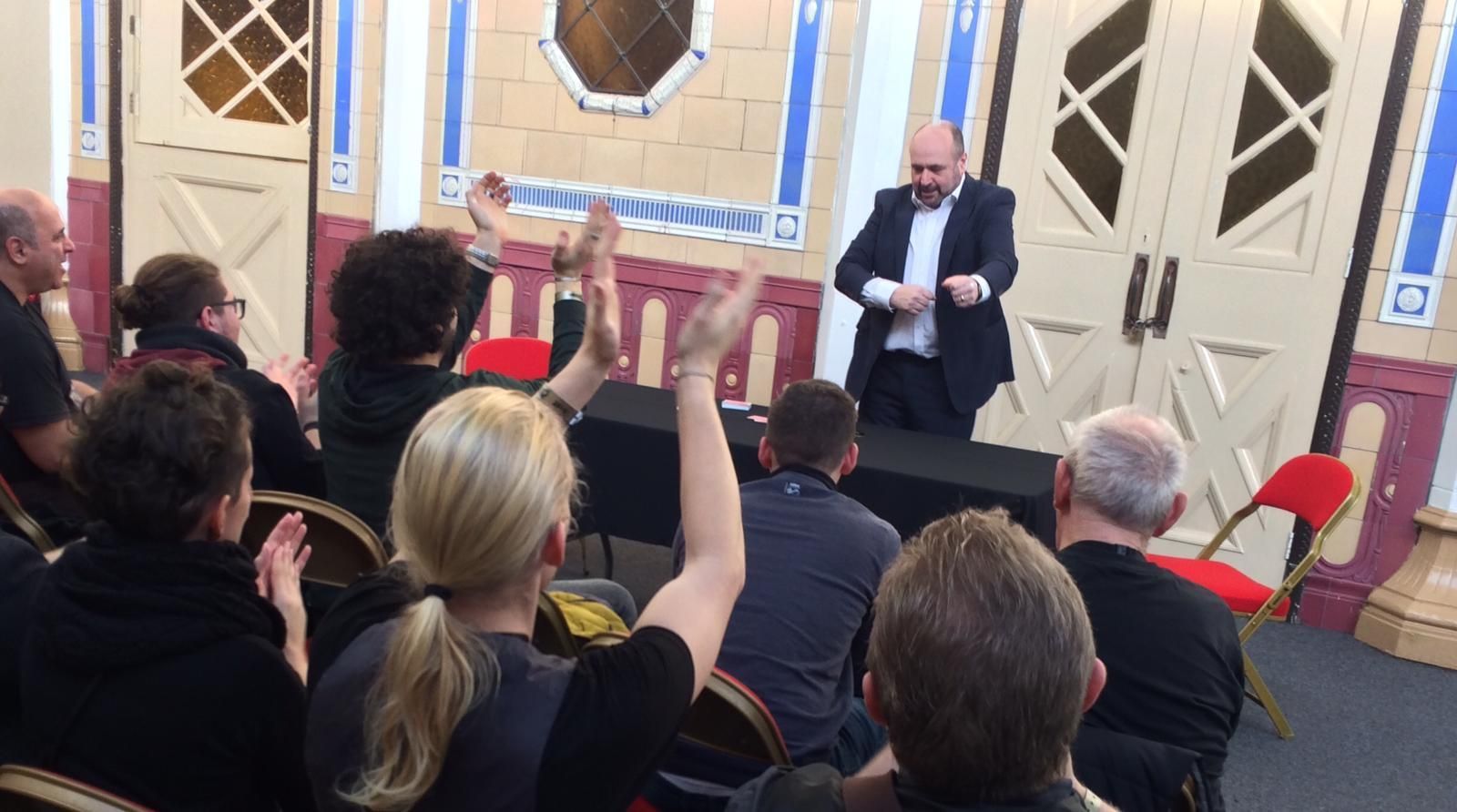 Paul delivering the company message, in his own unique way.