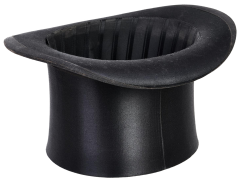 A black top hat on a white background