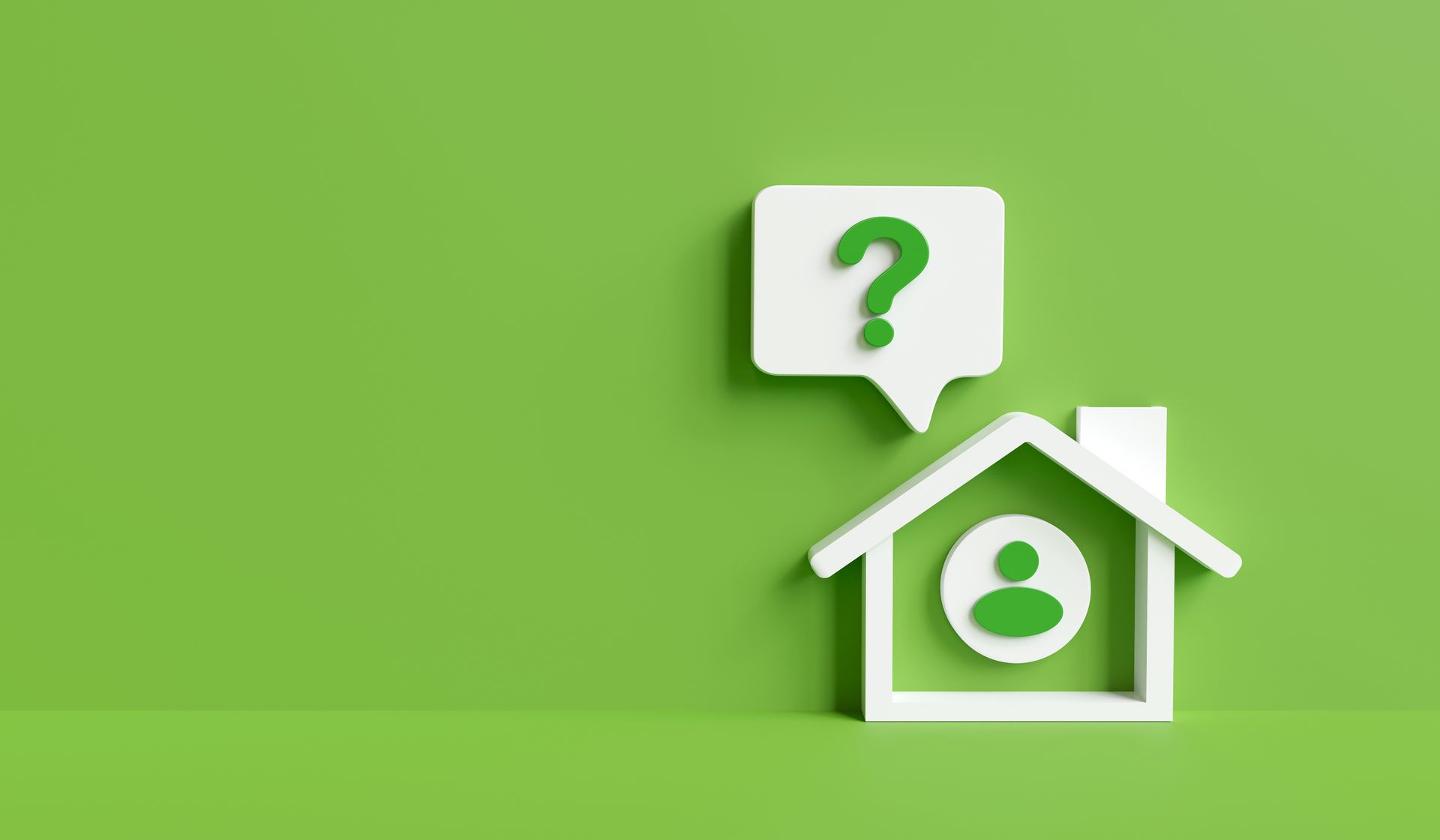 Symbol des Weißen Hauses mit einer Person darin und einer Fragezeichen-Sprechblase, alles vor grünem Hintergrund.