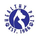 A blue background with the words healthy pet on it