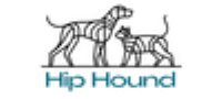 The logo for hip hound shows a dog and a cat standing next to each other.