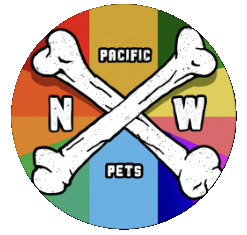 A black and white logo for pacific pets with crossed bones