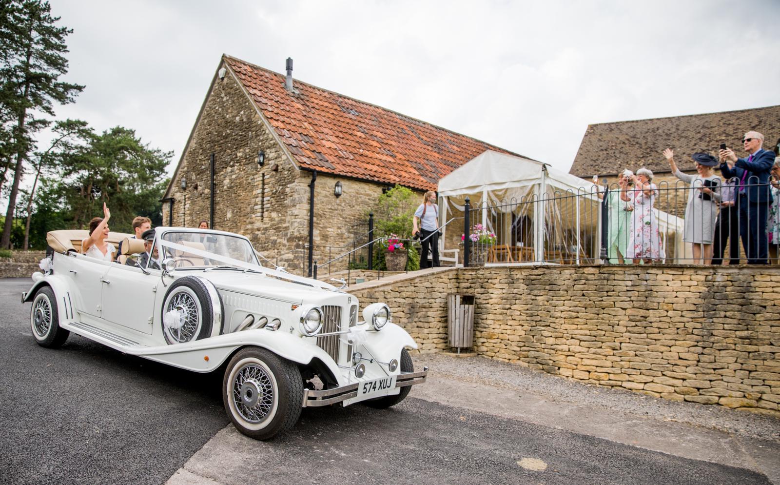 Wedding Car at Priston Mill, near Bath Wedding Car at Priston Mill, near Bath