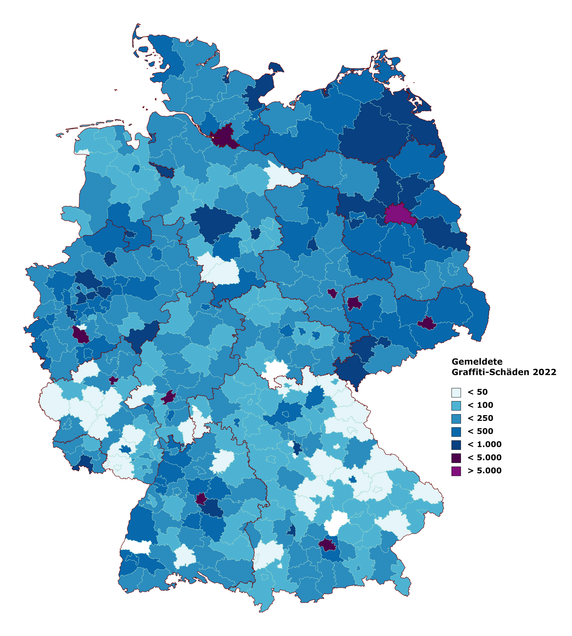 In Berlin wurden 2022 unglaubliche 8773 Graffiti polizeilich gemeldet, bei denen die Graffifanten gerne die Graffiti Entfernung übernähmen. In Koblenz wurden 2022 unglaubliche 3693 Graffiti polizeilich gemeldet, bei denen die Graffifanten gerne die Graffiti Entfernung übernähmen. In Hamburg wurden 2022 unglaubliche 3033 Graffiti polizeilich gemeldet, bei denen die Graffifanten gerne die Graffiti Entfernung übernähmen. In Leipzig wurden 2022 unglaubliche 2643 Graffiti polizeilich gemeldet, bei denen die Graffifanten gerne die Graffiti Entfernung übernähmen. In München wurden 2022 unglaubliche 2254 Graffiti polizeilich gemeldet, bei denen die Graffifanten gerne die Graffiti Entfernung übernähmen. In Halle (Saale) wurden 2022 unglaubliche 1732 Graffiti polizeilich gemeldet, bei denen die Graffifanten gerne die Graffiti Entfernung übernähmen. In Köln wurden 2022 unglaubliche 1577 Graffiti polizeilich gemeldet, bei denen die Graffifanten gerne die Graffiti Entfernung übernähmen. In Dresden wurden 2022 unglaubliche 1336 Graffiti polizeilich gemeldet, bei denen die Graffifanten gerne die Graffiti Entfernung übernähmen. In Region Hannover wurden 2022 unglaubliche 1169 Graffiti polizeilich gemeldet, bei denen die Graffifanten gerne die Graffiti Entfernung übernähmen. In Stuttgart wurden 2022 unglaubliche 1062 Graffiti polizeilich gemeldet, bei denen die Graffifanten gerne die Graffiti Entfernung übernähmen. In Frankfurt am Main wurden 2022 unglaubliche 1020 Graffiti polizeilich gemeldet, bei denen die Graffifanten gerne die Graffiti Entfernung übernähmen. In Brandenburg an der Havel wurden 2022 unglaubliche 965 Graffiti polizeilich gemeldet, bei denen die Graffifanten gerne die Graffiti Entfernung übernähmen. In Magdeburg wurden 2022 unglaubliche 926 Graffiti polizeilich gemeldet, bei denen die Graffifanten gerne die Graffiti Entfernung übernähmen. In Kiel wurden 2022 unglaubliche 908 Graffiti polizeilich gemeldet, bei denen die Graffifanten gerne die Graffiti Entfernung übernähmen. In Dortmund wurden 2022 unglaubliche 873 Graffiti polizeilich gemeldet, bei denen die Graffifanten gerne die Graffiti Entfernung übernähmen. In Nürnberg wurden 2022 unglaubliche 766 Graffiti polizeilich gemeldet, bei denen die Graffifanten gerne die Graffiti Entfernung übernähmen. In Bochum wurden 2022 unglaubliche 763 Graffiti polizeilich gemeldet, bei denen die Graffifanten gerne die Graffiti Entfernung übernähmen. In Mecklenburgische Seenplatte wurden 2022 unglaubliche 744 Graffiti polizeilich gemeldet, bei denen die Graffifanten gerne die Graffiti Entfernung übernähmen. In Osnabrück wurden 2022 unglaubliche 736 Graffiti polizeilich gemeldet, bei denen die Graffifanten gerne die Graffiti Entfernung übernähmen. In Essen wurden 2022 unglaubliche 719 Graffiti polizeilich gemeldet, bei denen die Graffifanten gerne die Graffiti Entfernung übernähmen. In Rostock wurden 2022 unglaubliche 702 Graffiti polizeilich gemeldet, bei denen die Graffifanten gerne die Graffiti Entfernung übernähmen. In Münster wurden 2022 unglaubliche 694 Graffiti polizeilich gemeldet, bei denen die Graffifanten gerne die Graffiti Entfernung übernähmen. In Braunschweig wurden 2022 unglaubliche 654 Graffiti polizeilich gemeldet, bei denen die Graffifanten gerne die Graffiti Entfernung übernähmen. In Düsseldorf wurden 2022 unglaubliche 649 Graffiti polizeilich gemeldet, bei denen die Graffifanten gerne die Graffiti Entfernung übernähmen. In Vorpommern-Greifswald wurden 2022 unglaubliche 635 Graffiti polizeilich gemeldet, bei denen die Graffifanten gerne die Graffiti Entfernung übernähmen. In Vogtlandkreis wurden 2022 unglaubliche 633 Graffiti polizeilich gemeldet, bei denen die Graffifanten gerne die Graffiti Entfernung übernähmen. In Bremen wurden 2022 unglaubliche 626 Graffiti polizeilich gemeldet, bei denen die Graffifanten gerne die Graffiti Entfernung übernähmen. In Augsburg wurden 2022 unglaubliche 608 Graffiti polizeilich gemeldet, bei denen die Graffifanten gerne die Graffiti Entfernung übernähmen. In Esslingen wurden 2022 unglaubliche 576 Graffiti polizeilich gemeldet, bei denen die Graffifanten gerne die Graffiti Entfernung übernähmen. In Zwickau wurden 2022 unglaubliche 563 Graffiti polizeilich gemeldet, bei denen die Graffifanten gerne die Graffiti Entfernung übernähmen. In Oder-Spree wurden 2022 unglaubliche 553 Graffiti polizeilich gemeldet, bei denen die Graffifanten gerne die Graffiti Entfernung übernähmen. In Potsdam wurden 2022 unglaubliche 543 Graffiti polizeilich gemeldet, bei denen die Graffifanten gerne die Graffiti Entfernung übernähmen. In Oberhavel wurden 2022 unglaubliche 526 Graffiti polizeilich gemeldet, bei denen die Graffifanten gerne die Graffiti Entfernung übernähmen. In Chemnitz wurden 2022 unglaubliche 518 Graffiti polizeilich gemeldet, bei denen die Graffifanten gerne die Graffiti Entfernung übernähmen. In Recklinghausen wurden 2022 unglaubliche 517 Graffiti polizeilich gemeldet, bei denen die Graffifanten gerne die Graffiti Entfernung übernähmen. In Havelland wurden 2022 unglaubliche 512 Graffiti polizeilich gemeldet, bei denen die Graffifanten gerne die Graffiti Entfernung übernähmen. In Regionalverband Saarbrücken wurden 2022 unglaubliche 510 Graffiti polizeilich gemeldet, bei denen die Graffifanten gerne die Graffiti Entfernung übernähmen. In Ostholstein wurden 2022 unglaubliche 509 Graffiti polizeilich gemeldet, bei denen die Graffifanten gerne die Graffiti Entfernung übernähmen. In Barnim wurden 2022 unglaubliche 502 Graffiti polizeilich gemeldet, bei denen die Graffifanten gerne die Graffiti Entfernung übernähmen. In Vorpommern-Rügen wurden 2022 unglaubliche 479 Graffiti polizeilich gemeldet, bei denen die Graffifanten gerne die Graffiti Entfernung übernähmen. In Lübeck wurden 2022 unglaubliche 460 Graffiti polizeilich gemeldet, bei denen die Graffifanten gerne die Graffiti Entfernung übernähmen. In Bautzen wurden 2022 unglaubliche 453 Graffiti polizeilich gemeldet, bei denen die Graffifanten gerne die Graffiti Entfernung übernähmen. In Märkisch-Oderland wurden 2022 unglaubliche 445 Graffiti polizeilich gemeldet, bei denen die Graffifanten gerne die Graffiti Entfernung übernähmen. In Mittelsachsen wurden 2022 unglaubliche 433 Graffiti polizeilich gemeldet, bei denen die Graffifanten gerne die Graffiti Entfernung übernähmen. In Bielefeld wurden 2022 unglaubliche 425 Graffiti polizeilich gemeldet, bei denen die Graffifanten gerne die Graffiti Entfernung übernähmen. In Wuppertal wurden 2022 unglaubliche 410 Graffiti polizeilich gemeldet, bei denen die Graffifanten gerne die Graffiti Entfernung übernähmen. In Meißen wurden 2022 unglaubliche 405 Graffiti polizeilich gemeldet, bei denen die Graffifanten gerne die Graffiti Entfernung übernähmen. In Karlsruhe wurden 2022 unglaubliche 398 Graffiti polizeilich gemeldet, bei denen die Graffifanten gerne die Graffiti Entfernung übernähmen. In Steinfurt wurden 2022 unglaubliche 397 Graffiti polizeilich gemeldet, bei denen die Graffifanten gerne die Graffiti Entfernung übernähmen. In Aachen wurden 2022 unglaubliche 395 Graffiti polizeilich gemeldet, bei denen die Graffifanten gerne die Graffiti Entfernung übernähmen. In Pinneberg wurden 2022 unglaubliche 394 Graffiti polizeilich gemeldet, bei denen die Graffifanten gerne die Graffiti Entfernung übernähmen. In Freiburg im Breisgau wurden 2022 unglaubliche 389 Graffiti polizeilich gemeldet, bei denen die Graffifanten gerne die Graffiti Entfernung übernähmen. In München wurden 2022 unglaubliche 388 Graffiti polizeilich gemeldet, bei denen die Graffifanten gerne die Graffiti Entfernung übernähmen. In Göttingen wurden 2022 unglaubliche 376 Graffiti polizeilich gemeldet, bei denen die Graffifanten gerne die Graffiti Entfernung übernähmen. In Potsdam-Mittelmark wurden 2022 unglaubliche 376 Graffiti polizeilich gemeldet, bei denen die Graffifanten gerne die Graffiti Entfernung übernähmen. In Nordfriesland wurden 2022 unglaubliche 375 Graffiti polizeilich gemeldet, bei denen die Graffifanten gerne die Graffiti Entfernung übernähmen. In Karlsruhe wurden 2022 unglaubliche 374 Graffiti polizeilich gemeldet, bei denen die Graffifanten gerne die Graffiti Entfernung übernähmen. In Jena wurden 2022 unglaubliche 362 Graffiti polizeilich gemeldet, bei denen die Graffifanten gerne die Graffiti Entfernung übernähmen. In Duisburg wurden 2022 unglaubliche 361 Graffiti polizeilich gemeldet, bei denen die Graffifanten gerne die Graffiti Entfernung übernähmen. In Bonn wurden 2022 unglaubliche 360 Graffiti polizeilich gemeldet, bei denen die Graffifanten gerne die Graffiti Entfernung übernähmen. In Sächsische Schweiz-Osterzgebirge wurden 2022 unglaubliche 359 Graffiti polizeilich gemeldet, bei denen die Graffifanten gerne die Graffiti Entfernung übernähmen. In Ortenaukreis wurden 2022 unglaubliche 357 Graffiti polizeilich gemeldet, bei denen die Graffifanten gerne die Graffiti Entfernung übernähmen. In Osnabrück wurden 2022 unglaubliche 356 Graffiti polizeilich gemeldet, bei denen die Graffifanten gerne die Graffiti Entfernung übernähmen. In Hildesheim wurden 2022 unglaubliche 355 Graffiti polizeilich gemeldet, bei denen die Graffifanten gerne die Graffiti Entfernung übernähmen. In Uckermark wurden 2022 unglaubliche 355 Graffiti polizeilich gemeldet, bei denen die Graffifanten gerne die Graffiti Entfernung übernähmen. In Rhein-Neckar-Kreis wurden 2022 unglaubliche 349 Graffiti polizeilich gemeldet, bei denen die Graffifanten gerne die Graffiti Entfernung übernähmen. In Görlitz wurden 2022 unglaubliche 347 Graffiti polizeilich gemeldet, bei denen die Graffifanten gerne die Graffiti Entfernung übernähmen. In Wesel wurden 2022 unglaubliche 337 Graffiti polizeilich gemeldet, bei denen die Graffifanten gerne die Graffiti Entfernung übernähmen. In Teltow-Fläming wurden 2022 unglaubliche 336 Graffiti polizeilich gemeldet, bei denen die Graffifanten gerne die Graffiti Entfernung übernähmen. In Stendal wurden 2022 unglaubliche 335 Graffiti polizeilich gemeldet, bei denen die Graffifanten gerne die Graffiti Entfernung übernähmen. In Oldenburg (Oldenburg) wurden 2022 unglaubliche 332 Graffiti polizeilich gemeldet, bei denen die Graffifanten gerne die Graffiti Entfernung übernähmen. In Unna wurden 2022 unglaubliche 332 Graffiti polizeilich gemeldet, bei denen die Graffifanten gerne die Graffiti Entfernung übernähmen. In Tübingen wurden 2022 unglaubliche 332 Graffiti polizeilich gemeldet, bei denen die Graffifanten gerne die Graffiti Entfernung übernähmen. In Leipzig wurden 2022 unglaubliche 318 Graffiti polizeilich gemeldet, bei denen die Graffifanten gerne die Graffiti Entfernung übernähmen. In Mettmann wurden 2022 unglaubliche 316 Graffiti polizeilich gemeldet, bei denen die Graffifanten gerne die Graffiti Entfernung übernähmen. In Rhein-Sieg-Kreis wurden 2022 unglaubliche 314 Graffiti polizeilich gemeldet, bei denen die Graffifanten gerne die Graffiti Entfernung übernähmen. In Reutlingen wurden 2022 unglaubliche 310 Graffiti polizeilich gemeldet, bei denen die Graffifanten gerne die Graffiti Entfernung übernähmen. In Ludwigslust-Parchim wurden 2022 unglaubliche 310 Graffiti polizeilich gemeldet, bei denen die Graffifanten gerne die Graffiti Entfernung übernähmen. In Ludwigsburg wurden 2022 unglaubliche 309 Graffiti polizeilich gemeldet, bei denen die Graffifanten gerne die Graffiti Entfernung übernähmen. In Bamberg wurden 2022 unglaubliche 307 Graffiti polizeilich gemeldet, bei denen die Graffifanten gerne die Graffiti Entfernung übernähmen. In Bremerhaven wurden 2022 unglaubliche 305 Graffiti polizeilich gemeldet, bei denen die Graffifanten gerne die Graffiti Entfernung übernähmen. In Landkreis Rostock wurden 2022 unglaubliche 303 Graffiti polizeilich gemeldet, bei denen die Graffifanten gerne die Graffiti Entfernung übernähmen. In Weimar wurden 2022 unglaubliche 301 Graffiti polizeilich gemeldet, bei denen die Graffifanten gerne die Graffiti Entfernung übernähmen. In Dahme-Spreewald wurden 2022 unglaubliche 300 Graffiti polizeilich gemeldet, bei denen die Graffifanten gerne die Graffiti Entfernung übernähmen. In Kassel wurden 2022 unglaubliche 295 Graffiti polizeilich gemeldet, bei denen die Graffifanten gerne die Graffiti Entfernung übernähmen. In Würzburg wurden 2022 unglaubliche 295 Graffiti polizeilich gemeldet, bei denen die Graffifanten gerne die Graffiti Entfernung übernähmen. In Siegen-Wittgenstein wurden 2022 unglaubliche 294 Graffiti polizeilich gemeldet, bei denen die Graffifanten gerne die Graffiti Entfernung übernähmen. In Wittenberg wurden 2022 unglaubliche 293 Graffiti polizeilich gemeldet, bei denen die Graffifanten gerne die Graffiti Entfernung übernähmen. In Rems-Murr-Kreis wurden 2022 unglaubliche 290 Graffiti polizeilich gemeldet, bei denen die Graffifanten gerne die Graffiti Entfernung übernähmen. In Erfurt wurden 2022 unglaubliche 286 Graffiti polizeilich gemeldet, bei denen die Graffifanten gerne die Graffiti Entfernung übernähmen. In Ennepe-Ruhr-Kreis wurden 2022 unglaubliche 280 Graffiti polizeilich gemeldet, bei denen die Graffifanten gerne die Graffiti Entfernung übernähmen. In Darmstadt wurden 2022 unglaubliche 278 Graffiti polizeilich gemeldet, bei denen die Graffifanten gerne die Graffiti Entfernung übernähmen. In Mainz wurden 2022 unglaubliche 278 Graffiti polizeilich gemeldet, bei denen die Graffifanten gerne die Graffiti Entfernung übernähmen. In Heinsberg wurden 2022 unglaubliche 274 Graffiti polizeilich gemeldet, bei denen die Graffifanten gerne die Graffiti Entfernung übernähmen. In Hamm wurden 2022 unglaubliche 271 Graffiti polizeilich gemeldet, bei denen die Graffifanten gerne die Graffiti Entfernung übernähmen. In Regensburg wurden 2022 unglaubliche 271 Graffiti polizeilich gemeldet, bei denen die Graffifanten gerne die Graffiti Entfernung übernähmen. In Altenburger Land wurden 2022 unglaubliche 270 Graffiti polizeilich gemeldet, bei denen die Graffifanten gerne die Graffiti Entfernung übernähmen. In Herzogtum Lauenburg wurden 2022 unglaubliche 268 Graffiti polizeilich gemeldet, bei denen die Graffifanten gerne die Graffiti Entfernung übernähmen. In Börde wurden 2022 unglaubliche 268 Graffiti polizeilich gemeldet, bei denen die Graffifanten gerne die Graffiti Entfernung übernähmen. In Kulmbach wurden 2022 unglaubliche 267 Graffiti polizeilich gemeldet, bei denen die Graffifanten gerne die Graffiti Entfernung übernähmen. In Hagen wurden 2022 unglaubliche 266 Graffiti polizeilich gemeldet, bei denen die Graffifanten gerne die Graffiti Entfernung übernähmen. In Mönchengladbach wurden 2022 unglaubliche 262 Graffiti polizeilich gemeldet, bei denen die Graffifanten gerne die Graffiti Entfernung übernähmen. In Soest wurden 2022 unglaubliche 259 Graffiti polizeilich gemeldet, bei denen die Graffifanten gerne die Graffiti Entfernung übernähmen. In Kaiserslautern wurden 2022 unglaubliche 257 Graffiti polizeilich gemeldet, bei denen die Graffifanten gerne die Graffiti Entfernung übernähmen. In Breisgau-Hochschwarzwald wurden 2022 unglaubliche 253 Graffiti polizeilich gemeldet, bei denen die Graffifanten gerne die Graffiti Entfernung übernähmen. In Gera wurden 2022 unglaubliche 250 Graffiti polizeilich gemeldet, bei denen die Graffifanten gerne die Graffiti Entfernung übernähmen. In Lippe wurden 2022 unglaubliche 247 Graffiti polizeilich gemeldet, bei denen die Graffifanten gerne die Graffiti Entfernung übernähmen. In Ostalbkreis wurden 2022 unglaubliche 247 Graffiti polizeilich gemeldet, bei denen die Graffifanten gerne die Graffiti Entfernung übernähmen. In Mannheim wurden 2022 unglaubliche 244 Graffiti polizeilich gemeldet, bei denen die Graffifanten gerne die Graffiti Entfernung übernähmen. In Main-Kinzig-Kreis wurden 2022 unglaubliche 243 Graffiti polizeilich gemeldet, bei denen die Graffifanten gerne die Graffiti Entfernung übernähmen. In Dessau-Roßlau wurden 2022 unglaubliche 243 Graffiti polizeilich gemeldet, bei denen die Graffifanten gerne die Graffiti Entfernung übernähmen. In Nordwestmecklenburg wurden 2022 unglaubliche 242 Graffiti polizeilich gemeldet, bei denen die Graffifanten gerne die Graffiti Entfernung übernähmen. In Wartburgkreis wurden 2022 unglaubliche 242 Graffiti polizeilich gemeldet, bei denen die Graffifanten gerne die Graffiti Entfernung übernähmen. In Rendsburg-Eckernförde wurden 2022 unglaubliche 241 Graffiti polizeilich gemeldet, bei denen die Graffifanten gerne die Graffiti Entfernung übernähmen. In Gütersloh wurden 2022 unglaubliche 239 Graffiti polizeilich gemeldet, bei denen die Graffifanten gerne die Graffiti Entfernung übernähmen. In Ravensburg wurden 2022 unglaubliche 239 Graffiti polizeilich gemeldet, bei denen die Graffifanten gerne die Graffiti Entfernung übernähmen. In Fürstenfeldbruck wurden 2022 unglaubliche 236 Graffiti polizeilich gemeldet, bei denen die Graffifanten gerne die Graffiti Entfernung übernähmen. In Saalfeld-Rudolstadt wurden 2022 unglaubliche 235 Graffiti polizeilich gemeldet, bei denen die Graffifanten gerne die Graffiti Entfernung übernähmen. In Stormarn wurden 2022 unglaubliche 232 Graffiti polizeilich gemeldet, bei denen die Graffifanten gerne die Graffiti Entfernung übernähmen. In Marburg-Biedenkopf wurden 2022 unglaubliche 231 Graffiti polizeilich gemeldet, bei denen die Graffifanten gerne die Graffiti Entfernung übernähmen. In Trier wurden 2022 unglaubliche 230 Graffiti polizeilich gemeldet, bei denen die Graffifanten gerne die Graffiti Entfernung übernähmen. In Warendorf wurden 2022 unglaubliche 228 Graffiti polizeilich gemeldet, bei denen die Graffifanten gerne die Graffiti Entfernung übernähmen. In Rhein-Kreis Neuss wurden 2022 unglaubliche 226 Graffiti polizeilich gemeldet, bei denen die Graffifanten gerne die Graffiti Entfernung übernähmen. In Paderborn wurden 2022 unglaubliche 225 Graffiti polizeilich gemeldet, bei denen die Graffifanten gerne die Graffiti Entfernung übernähmen. In Cottbus wurden 2022 unglaubliche 225 Graffiti polizeilich gemeldet, bei denen die Graffifanten gerne die Graffiti Entfernung übernähmen. In Heilbronn wurden 2022 unglaubliche 222 Graffiti polizeilich gemeldet, bei denen die Graffifanten gerne die Graffiti Entfernung übernähmen. In Dithmarschen wurden 2022 unglaubliche 221 Graffiti polizeilich gemeldet, bei denen die Graffifanten gerne die Graffiti Entfernung übernähmen. In Böblingen wurden 2022 unglaubliche 221 Graffiti polizeilich gemeldet, bei denen die Graffifanten gerne die Graffiti Entfernung übernähmen. In Heidelberg wurden 2022 unglaubliche 216 Graffiti polizeilich gemeldet, bei denen die Graffifanten gerne die Graffiti Entfernung übernähmen. In Salzlandkreis wurden 2022 unglaubliche 216 Graffiti polizeilich gemeldet, bei denen die Graffifanten gerne die Graffiti Entfernung übernähmen. In Segeberg wurden 2022 unglaubliche 215 Graffiti polizeilich gemeldet, bei denen die Graffifanten gerne die Graffiti Entfernung übernähmen. In Märkischer Kreis wurden 2022 unglaubliche 215 Graffiti polizeilich gemeldet, bei denen die Graffifanten gerne die Graffiti Entfernung übernähmen. In Nordsachsen wurden 2022 unglaubliche 215 Graffiti polizeilich gemeldet, bei denen die Graffifanten gerne die Graffiti Entfernung übernähmen. In Lüneburg wurden 2022 unglaubliche 213 Graffiti polizeilich gemeldet, bei denen die Graffifanten gerne die Graffiti Entfernung übernähmen. In Lörrach wurden 2022 unglaubliche 212 Graffiti polizeilich gemeldet, bei denen die Graffifanten gerne die Graffiti Entfernung übernähmen. In Rhein-Erft-Kreis wurden 2022 unglaubliche 211 Graffiti polizeilich gemeldet, bei denen die Graffifanten gerne die Graffiti Entfernung übernähmen. In Miesbach wurden 2022 unglaubliche 211 Graffiti polizeilich gemeldet, bei denen die Graffifanten gerne die Graffiti Entfernung übernähmen. In Erzgebirgskreis wurden 2022 unglaubliche 210 Graffiti polizeilich gemeldet, bei denen die Graffifanten gerne die Graffiti Entfernung übernähmen. In Harz wurden 2022 unglaubliche 209 Graffiti polizeilich gemeldet, bei denen die Graffifanten gerne die Graffiti Entfernung übernähmen. In Flensburg wurden 2022 unglaubliche 207 Graffiti polizeilich gemeldet, bei denen die Graffifanten gerne die Graffiti Entfernung übernähmen. In Borken wurden 2022 unglaubliche 203 Graffiti polizeilich gemeldet, bei denen die Graffifanten gerne die Graffiti Entfernung übernähmen. In Spree-Neiße wurden 2022 unglaubliche 202 Graffiti polizeilich gemeldet, bei denen die Graffifanten gerne die Graffiti Entfernung übernähmen. In Diepholz wurden 2022 unglaubliche 200 Graffiti polizeilich gemeldet, bei denen die Graffifanten gerne die Graffiti Entfernung übernähmen. In Emsland wurden 2022 unglaubliche 200 Graffiti polizeilich gemeldet, bei denen die Graffifanten gerne die Graffiti Entfernung übernähmen. In Neumünster wurden 2022 unglaubliche 198 Graffiti polizeilich gemeldet, bei denen die Graffifanten gerne die Graffiti Entfernung übernähmen. In Friesland wurden 2022 unglaubliche 196 Graffiti polizeilich gemeldet, bei denen die Graffifanten gerne die Graffiti Entfernung übernähmen. In Schwerin wurden 2022 unglaubliche 188 Graffiti polizeilich gemeldet, bei denen die Graffifanten gerne die Graffiti Entfernung übernähmen. In Anhalt-Bitterfeld wurden 2022 unglaubliche 188 Graffiti polizeilich gemeldet, bei denen die Graffifanten gerne die Graffiti Entfernung übernähmen. In Konstanz wurden 2022 unglaubliche 185 Graffiti polizeilich gemeldet, bei denen die Graffifanten gerne die Graffiti Entfernung übernähmen. In Minden-Lübbecke wurden 2022 unglaubliche 183 Graffiti polizeilich gemeldet, bei denen die Graffifanten gerne die Graffiti Entfernung übernähmen. In Harburg wurden 2022 unglaubliche 181 Graffiti polizeilich gemeldet, bei denen die Graffifanten gerne die Graffiti Entfernung übernähmen. In Wiesbaden wurden 2022 unglaubliche 181 Graffiti polizeilich gemeldet, bei denen die Graffifanten gerne die Graffiti Entfernung übernähmen. In Burgenlandkreis wurden 2022 unglaubliche 181 Graffiti polizeilich gemeldet, bei denen die Graffifanten gerne die Graffiti Entfernung übernähmen. In Plön wurden 2022 unglaubliche 179 Graffiti polizeilich gemeldet, bei denen die Graffifanten gerne die Graffiti Entfernung übernähmen. In Celle wurden 2022 unglaubliche 179 Graffiti polizeilich gemeldet, bei denen die Graffifanten gerne die Graffiti Entfernung übernähmen. In Rheinisch-Bergischer Kreis wurden 2022 unglaubliche 179 Graffiti polizeilich gemeldet, bei denen die Graffifanten gerne die Graffiti Entfernung übernähmen. In Augsburg wurden 2022 unglaubliche 179 Graffiti polizeilich gemeldet, bei denen die Graffifanten gerne die Graffiti Entfernung übernähmen. In Rastatt wurden 2022 unglaubliche 178 Graffiti polizeilich gemeldet, bei denen die Graffifanten gerne die Graffiti Entfernung übernähmen. In Düren wurden 2022 unglaubliche 175 Graffiti polizeilich gemeldet, bei denen die Graffifanten gerne die Graffiti Entfernung übernähmen. In Gotha wurden 2022 unglaubliche 175 Graffiti polizeilich gemeldet, bei denen die Graffifanten gerne die Graffiti Entfernung übernähmen. In Steinburg wurden 2022 unglaubliche 172 Graffiti polizeilich gemeldet, bei denen die Graffifanten gerne die Graffiti Entfernung übernähmen. In Erlangen wurden 2022 unglaubliche 172 Graffiti polizeilich gemeldet, bei denen die Graffifanten gerne die Graffiti Entfernung übernähmen. In Viersen wurden 2022 unglaubliche 171 Graffiti polizeilich gemeldet, bei denen die Graffifanten gerne die Graffiti Entfernung übernähmen. In Ebersberg wurden 2022 unglaubliche 169 Graffiti polizeilich gemeldet, bei denen die Graffifanten gerne die Graffiti Entfernung übernähmen. In Elbe-Elster wurden 2022 unglaubliche 169 Graffiti polizeilich gemeldet, bei denen die Graffifanten gerne die Graffiti Entfernung übernähmen. In Starnberg wurden 2022 unglaubliche 167 Graffiti polizeilich gemeldet, bei denen die Graffifanten gerne die Graffiti Entfernung übernähmen. In Heilbronn wurden 2022 unglaubliche 166 Graffiti polizeilich gemeldet, bei denen die Graffifanten gerne die Graffiti Entfernung übernähmen. In Gießen wurden 2022 unglaubliche 165 Graffiti polizeilich gemeldet, bei denen die Graffifanten gerne die Graffiti Entfernung übernähmen. In Frankfurt (Oder) wurden 2022 unglaubliche 165 Graffiti polizeilich gemeldet, bei denen die Graffifanten gerne die Graffiti Entfernung übernähmen. In Saarpfalz-Kreis wurden 2022 unglaubliche 164 Graffiti polizeilich gemeldet, bei denen die Graffifanten gerne die Graffiti Entfernung übernähmen. In Freudenstadt wurden 2022 unglaubliche 163 Graffiti polizeilich gemeldet, bei denen die Graffifanten gerne die Graffiti Entfernung übernähmen. In Gifhorn wurden 2022 unglaubliche 162 Graffiti polizeilich gemeldet, bei denen die Graffifanten gerne die Graffiti Entfernung übernähmen. In Saalekreis wurden 2022 unglaubliche 157 Graffiti polizeilich gemeldet, bei denen die Graffifanten gerne die Graffiti Entfernung übernähmen. In Mülheim an der Ruhr wurden 2022 unglaubliche 156 Graffiti polizeilich gemeldet, bei denen die Graffifanten gerne die Graffiti Entfernung übernähmen. In Neckar-Odenwald-Kreis wurden 2022 unglaubliche 156 Graffiti polizeilich gemeldet, bei denen die Graffifanten gerne die Graffiti Entfernung übernähmen. In Kleve wurden 2022 unglaubliche 155 Graffiti polizeilich gemeldet, bei denen die Graffifanten gerne die Graffiti Entfernung übernähmen. In Pforzheim wurden 2022 unglaubliche 155 Graffiti polizeilich gemeldet, bei denen die Graffifanten gerne die Graffiti Entfernung übernähmen. In Ludwigshafen am Rhein wurden 2022 unglaubliche 152 Graffiti polizeilich gemeldet, bei denen die Graffifanten gerne die Graffiti Entfernung übernähmen. In Oberspreewald-Lausitz wurden 2022 unglaubliche 152 Graffiti polizeilich gemeldet, bei denen die Graffifanten gerne die Graffiti Entfernung übernähmen. In Ostprignitz-Ruppin wurden 2022 unglaubliche 152 Graffiti polizeilich gemeldet, bei denen die Graffifanten gerne die Graffiti Entfernung übernähmen. In Sömmerda wurden 2022 unglaubliche 150 Graffiti polizeilich gemeldet, bei denen die Graffifanten gerne die Graffiti Entfernung übernähmen. In Greiz wurden 2022 unglaubliche 149 Graffiti polizeilich gemeldet, bei denen die Graffifanten gerne die Graffiti Entfernung übernähmen. In Gelsenkirchen wurden 2022 unglaubliche 148 Graffiti polizeilich gemeldet, bei denen die Graffifanten gerne die Graffiti Entfernung übernähmen. In Neuwied wurden 2022 unglaubliche 146 Graffiti polizeilich gemeldet, bei denen die Graffifanten gerne die Graffiti Entfernung übernähmen. In Mainz-Bingen wurden 2022 unglaubliche 146 Graffiti polizeilich gemeldet, bei denen die Graffifanten gerne die Graffiti Entfernung übernähmen. In Oberhausen wurden 2022 unglaubliche 145 Graffiti polizeilich gemeldet, bei denen die Graffifanten gerne die Graffiti Entfernung übernähmen. In Saale-Orla-Kreis wurden 2022 unglaubliche 145 Graffiti polizeilich gemeldet, bei denen die Graffifanten gerne die Graffiti Entfernung übernähmen. In Kusel wurden 2022 unglaubliche 140 Graffiti polizeilich gemeldet, bei denen die Graffifanten gerne die Graffiti Entfernung übernähmen. In Offenbach am Main wurden 2022 unglaubliche 139 Graffiti polizeilich gemeldet, bei denen die Graffifanten gerne die Graffiti Entfernung übernähmen. In Werra-Meißner-Kreis wurden 2022 unglaubliche 138 Graffiti polizeilich gemeldet, bei denen die Graffifanten gerne die Graffiti Entfernung übernähmen. In Mansfeld-Südharz wurden 2022 unglaubliche 137 Graffiti polizeilich gemeldet, bei denen die Graffifanten gerne die Graffiti Entfernung übernähmen. In Schleswig-Flensburg wurden 2022 unglaubliche 135 Graffiti polizeilich gemeldet, bei denen die Graffifanten gerne die Graffiti Entfernung übernähmen. In Offenbach wurden 2022 unglaubliche 134 Graffiti polizeilich gemeldet, bei denen die Graffifanten gerne die Graffiti Entfernung übernähmen. In Emmendingen wurden 2022 unglaubliche 134 Graffiti polizeilich gemeldet, bei denen die Graffifanten gerne die Graffiti Entfernung übernähmen. In Neunkirchen wurden 2022 unglaubliche 134 Graffiti polizeilich gemeldet, bei denen die Graffifanten gerne die Graffiti Entfernung übernähmen. In Saarlouis wurden 2022 unglaubliche 134 Graffiti polizeilich gemeldet, bei denen die Graffifanten gerne die Graffiti Entfernung übernähmen. In Herford wurden 2022 unglaubliche 133 Graffiti polizeilich gemeldet, bei denen die Graffifanten gerne die Graffiti Entfernung übernähmen. In Herne wurden 2022 unglaubliche 132 Graffiti polizeilich gemeldet, bei denen die Graffifanten gerne die Graffiti Entfernung übernähmen. In Kassel wurden 2022 unglaubliche 132 Graffiti polizeilich gemeldet, bei denen die Graffifanten gerne die Graffiti Entfernung übernähmen. In Waldshut wurden 2022 unglaubliche 132 Graffiti polizeilich gemeldet, bei denen die Graffifanten gerne die Graffiti Entfernung übernähmen. In Cuxhaven wurden 2022 unglaubliche 131 Graffiti polizeilich gemeldet, bei denen die Graffifanten gerne die Graffiti Entfernung übernähmen. In Stade wurden 2022 unglaubliche 131 Graffiti polizeilich gemeldet, bei denen die Graffifanten gerne die Graffiti Entfernung übernähmen. In Germersheim wurden 2022 unglaubliche 131 Graffiti polizeilich gemeldet, bei denen die Graffifanten gerne die Graffiti Entfernung übernähmen. In Osterholz wurden 2022 unglaubliche 130 Graffiti polizeilich gemeldet, bei denen die Graffifanten gerne die Graffiti Entfernung übernähmen. In Bad Kreuznach wurden 2022 unglaubliche 130 Graffiti polizeilich gemeldet, bei denen die Graffifanten gerne die Graffiti Entfernung übernähmen. In Göppingen wurden 2022 unglaubliche 130 Graffiti polizeilich gemeldet, bei denen die Graffifanten gerne die Graffiti Entfernung übernähmen. In Hochsauerlandkreis wurden 2022 unglaubliche 129 Graffiti polizeilich gemeldet, bei denen die Graffifanten gerne die Graffiti Entfernung übernähmen. In Landau in der Pfalz wurden 2022 unglaubliche 127 Graffiti polizeilich gemeldet, bei denen die Graffifanten gerne die Graffiti Entfernung übernähmen. In Bayreuth wurden 2022 unglaubliche 127 Graffiti polizeilich gemeldet, bei denen die Graffifanten gerne die Graffiti Entfernung übernähmen. In Krefeld wurden 2022 unglaubliche 126 Graffiti polizeilich gemeldet, bei denen die Graffifanten gerne die Graffiti Entfernung übernähmen. In Enzkreis wurden 2022 unglaubliche 126 Graffiti polizeilich gemeldet, bei denen die Graffifanten gerne die Graffiti Entfernung übernähmen. In Erlangen-Höchstadt wurden 2022 unglaubliche 126 Graffiti polizeilich gemeldet, bei denen die Graffifanten gerne die Graffiti Entfernung übernähmen. In Merzig-Wadern wurden 2022 unglaubliche 123 Graffiti polizeilich gemeldet, bei denen die Graffifanten gerne die Graffiti Entfernung übernähmen. In Ulm wurden 2022 unglaubliche 122 Graffiti polizeilich gemeldet, bei denen die Graffifanten gerne die Graffiti Entfernung übernähmen. In Rosenheim wurden 2022 unglaubliche 122 Graffiti polizeilich gemeldet, bei denen die Graffifanten gerne die Graffiti Entfernung übernähmen. In Bad Tölz-Wolfratshausen wurden 2022 unglaubliche 122 Graffiti polizeilich gemeldet, bei denen die Graffifanten gerne die Graffiti Entfernung übernähmen. In Landsberg am Lech wurden 2022 unglaubliche 121 Graffiti polizeilich gemeldet, bei denen die Graffifanten gerne die Graffiti Entfernung übernähmen. In Prignitz wurden 2022 unglaubliche 121 Graffiti polizeilich gemeldet, bei denen die Graffifanten gerne die Graffiti Entfernung übernähmen. In Solingen wurden 2022 unglaubliche 120 Graffiti polizeilich gemeldet, bei denen die Graffifanten gerne die Graffiti Entfernung übernähmen. In Bodenseekreis wurden 2022 unglaubliche 120 Graffiti polizeilich gemeldet, bei denen die Graffifanten gerne die Graffiti Entfernung übernähmen. In Ilm-Kreis wurden 2022 unglaubliche 119 Graffiti polizeilich gemeldet, bei denen die Graffifanten gerne die Graffiti Entfernung übernähmen. In Coesfeld wurden 2022 unglaubliche 118 Graffiti polizeilich gemeldet, bei denen die Graffifanten gerne die Graffiti Entfernung übernähmen. In Schwalm-Eder-Kreis wurden 2022 unglaubliche 118 Graffiti polizeilich gemeldet, bei denen die Graffifanten gerne die Graffiti Entfernung übernähmen. In Fulda wurden 2022 unglaubliche 116 Graffiti polizeilich gemeldet, bei denen die Graffifanten gerne die Graffiti Entfernung übernähmen. In Zollernalbkreis wurden 2022 unglaubliche 116 Graffiti polizeilich gemeldet, bei denen die Graffifanten gerne die Graffiti Entfernung übernähmen. In Traunstein wurden 2022 unglaubliche 116 Graffiti polizeilich gemeldet, bei denen die Graffifanten gerne die Graffiti Entfernung übernähmen. In Höxter wurden 2022 unglaubliche 113 Graffiti polizeilich gemeldet, bei denen die Graffifanten gerne die Graffiti Entfernung übernähmen. In Darmstadt-Dieburg wurden 2022 unglaubliche 113 Graffiti polizeilich gemeldet, bei denen die Graffifanten gerne die Graffiti Entfernung übernähmen. In Rotenburg (Wümme) wurden 2022 unglaubliche 111 Graffiti polizeilich gemeldet, bei denen die Graffifanten gerne die Graffiti Entfernung übernähmen. In Wetteraukreis wurden 2022 unglaubliche 111 Graffiti polizeilich gemeldet, bei denen die Graffifanten gerne die Graffiti Entfernung übernähmen. In Bamberg wurden 2022 unglaubliche 111 Graffiti polizeilich gemeldet, bei denen die Graffifanten gerne die Graffiti Entfernung übernähmen. In Goslar wurden 2022 unglaubliche 110 Graffiti polizeilich gemeldet, bei denen die Graffifanten gerne die Graffiti Entfernung übernähmen. In Garmisch-Partenkirchen wurden 2022 unglaubliche 110 Graffiti polizeilich gemeldet, bei denen die Graffifanten gerne die Graffiti Entfernung übernähmen. In Main-Spessart wurden 2022 unglaubliche 110 Graffiti polizeilich gemeldet, bei denen die Graffifanten gerne die Graffiti Entfernung übernähmen. In Altmarkkreis Salzwedel wurden 2022 unglaubliche 110 Graffiti polizeilich gemeldet, bei denen die Graffifanten gerne die Graffiti Entfernung übernähmen. In Jerichower Land wurden 2022 unglaubliche 110 Graffiti polizeilich gemeldet, bei denen die Graffifanten gerne die Graffiti Entfernung übernähmen. In Euskirchen wurden 2022 unglaubliche 109 Graffiti polizeilich gemeldet, bei denen die Graffifanten gerne die Graffiti Entfernung übernähmen. In Nürnberger Land wurden 2022 unglaubliche 108 Graffiti polizeilich gemeldet, bei denen die Graffifanten gerne die Graffiti Entfernung übernähmen. In Neu-Ulm wurden 2022 unglaubliche 108 Graffiti polizeilich gemeldet, bei denen die Graffifanten gerne die Graffiti Entfernung übernähmen. In Westerwaldkreis wurden 2022 unglaubliche 106 Graffiti polizeilich gemeldet, bei denen die Graffifanten gerne die Graffiti Entfernung übernähmen. In Dachau wurden 2022 unglaubliche 106 Graffiti polizeilich gemeldet, bei denen die Graffifanten gerne die Graffiti Entfernung übernähmen. In Schaumburg wurden 2022 unglaubliche 105 Graffiti polizeilich gemeldet, bei denen die Graffifanten gerne die Graffiti Entfernung übernähmen. In Mayen-Koblenz wurden 2022 unglaubliche 105 Graffiti polizeilich gemeldet, bei denen die Graffifanten gerne die Graffiti Entfernung übernähmen. In Schwandorf wurden 2022 unglaubliche 105 Graffiti polizeilich gemeldet, bei denen die Graffifanten gerne die Graffiti Entfernung übernähmen. In Sonneberg wurden 2022 unglaubliche 105 Graffiti polizeilich gemeldet, bei denen die Graffifanten gerne die Graffiti Entfernung übernähmen. In Hochtaunuskreis wurden 2022 unglaubliche 104 Graffiti polizeilich gemeldet, bei denen die Graffifanten gerne die Graffiti Entfernung übernähmen. In Schwarzwald-Baar-Kreis wurden 2022 unglaubliche 104 Graffiti polizeilich gemeldet, bei denen die Graffifanten gerne die Graffiti Entfernung übernähmen. In Oberbergischer Kreis wurden 2022 unglaubliche 103 Graffiti polizeilich gemeldet, bei denen die Graffifanten gerne die Graffiti Entfernung übernähmen. In Bottrop wurden 2022 unglaubliche 102 Graffiti polizeilich gemeldet, bei denen die Graffifanten gerne die Graffiti Entfernung übernähmen. In Trier-Saarburg wurden 2022 unglaubliche 102 Graffiti polizeilich gemeldet, bei denen die Graffifanten gerne die Graffiti Entfernung übernähmen. In Neustadt an der Weinstraße wurden 2022 unglaubliche 102 Graffiti polizeilich gemeldet, bei denen die Graffifanten gerne die Graffiti Entfernung übernähmen. In Weilheim-Schongau wurden 2022 unglaubliche 102 Graffiti polizeilich gemeldet, bei denen die Graffifanten gerne die Graffiti Entfernung übernähmen. In Altenkirchen (Westerwald) wurden 2022 unglaubliche 101 Graffiti polizeilich gemeldet, bei denen die Graffifanten gerne die Graffiti Entfernung übernähmen. In Weißenburg-Gunzenhausen wurden 2022 unglaubliche 101 Graffiti polizeilich gemeldet, bei denen die Graffifanten gerne die Graffiti Entfernung übernähmen. In Sigmaringen wurden 2022 unglaubliche 100 Graffiti polizeilich gemeldet, bei denen die Graffifanten gerne die Graffiti Entfernung übernähmen. In Altötting wurden 2022 unglaubliche 100 Graffiti polizeilich gemeldet, bei denen die Graffifanten gerne die Graffiti Entfernung übernähmen. In Ingolstadt wurden 2022 unglaubliche 96 Graffiti polizeilich gemeldet, bei denen die Graffifanten gerne die Graffiti Entfernung übernähmen. In Aurich wurden 2022 unglaubliche 95 Graffiti polizeilich gemeldet, bei denen die Graffifanten gerne die Graffiti Entfernung übernähmen. In Vechta wurden 2022 unglaubliche 93 Graffiti polizeilich gemeldet, bei denen die Graffifanten gerne die Graffiti Entfernung übernähmen. In Groß-Gerau wurden 2022 unglaubliche 93 Graffiti polizeilich gemeldet, bei denen die Graffifanten gerne die Graffiti Entfernung übernähmen. In Rosenheim wurden 2022 unglaubliche 92 Graffiti polizeilich gemeldet, bei denen die Graffifanten gerne die Graffiti Entfernung übernähmen. In Heidekreis wurden 2022 unglaubliche 91 Graffiti polizeilich gemeldet, bei denen die Graffifanten gerne die Graffiti Entfernung übernähmen. In Mühldorf a.Inn wurden 2022 unglaubliche 91 Graffiti polizeilich gemeldet, bei denen die Graffifanten gerne die Graffiti Entfernung übernähmen. In Deggendorf wurden 2022 unglaubliche 91 Graffiti polizeilich gemeldet, bei denen die Graffifanten gerne die Graffiti Entfernung übernähmen. In Forchheim wurden 2022 unglaubliche 91 Graffiti polizeilich gemeldet, bei denen die Graffifanten gerne die Graffiti Entfernung übernähmen. In Kempten (Allgäu) wurden 2022 unglaubliche 90 Graffiti polizeilich gemeldet, bei denen die Graffifanten gerne die Graffiti Entfernung übernähmen. In Bergstraße wurden 2022 unglaubliche 88 Graffiti polizeilich gemeldet, bei denen die Graffifanten gerne die Graffiti Entfernung übernähmen. In Lichtenfels wurden 2022 unglaubliche 88 Graffiti polizeilich gemeldet, bei denen die Graffifanten gerne die Graffiti Entfernung übernähmen. In Olpe wurden 2022 unglaubliche 87 Graffiti polizeilich gemeldet, bei denen die Graffifanten gerne die Graffiti Entfernung übernähmen. In Bad Dürkheim wurden 2022 unglaubliche 87 Graffiti polizeilich gemeldet, bei denen die Graffifanten gerne die Graffiti Entfernung übernähmen. In Freising wurden 2022 unglaubliche 87 Graffiti polizeilich gemeldet, bei denen die Graffifanten gerne die Graffiti Entfernung übernähmen. In Main-Tauber-Kreis wurden 2022 unglaubliche 86 Graffiti polizeilich gemeldet, bei denen die Graffifanten gerne die Graffiti Entfernung übernähmen. In Hameln-Pyrmont wurden 2022 unglaubliche 85 Graffiti polizeilich gemeldet, bei denen die Graffifanten gerne die Graffiti Entfernung übernähmen. In Wolfsburg wurden 2022 unglaubliche 84 Graffiti polizeilich gemeldet, bei denen die Graffifanten gerne die Graffiti Entfernung übernähmen. In Cloppenburg wurden 2022 unglaubliche 84 Graffiti polizeilich gemeldet, bei denen die Graffifanten gerne die Graffiti Entfernung übernähmen. In Lahn-Dill-Kreis wurden 2022 unglaubliche 84 Graffiti polizeilich gemeldet, bei denen die Graffifanten gerne die Graffiti Entfernung übernähmen. In Fürth wurden 2022 unglaubliche 84 Graffiti polizeilich gemeldet, bei denen die Graffifanten gerne die Graffiti Entfernung übernähmen. In Aichach-Friedberg wurden 2022 unglaubliche 84 Graffiti polizeilich gemeldet, bei denen die Graffifanten gerne die Graffiti Entfernung übernähmen. In Saale-Holzland-Kreis wurden 2022 unglaubliche 84 Graffiti polizeilich gemeldet, bei denen die Graffifanten gerne die Graffiti Entfernung übernähmen. In Leer wurden 2022 unglaubliche 83 Graffiti polizeilich gemeldet, bei denen die Graffifanten gerne die Graffiti Entfernung übernähmen. In Main-Taunus-Kreis wurden 2022 unglaubliche 81 Graffiti polizeilich gemeldet, bei denen die Graffifanten gerne die Graffiti Entfernung übernähmen. In Kelheim wurden 2022 unglaubliche 81 Graffiti polizeilich gemeldet, bei denen die Graffifanten gerne die Graffiti Entfernung übernähmen. In Peine wurden 2022 unglaubliche 80 Graffiti polizeilich gemeldet, bei denen die Graffifanten gerne die Graffiti Entfernung übernähmen. In Remscheid wurden 2022 unglaubliche 80 Graffiti polizeilich gemeldet, bei denen die Graffifanten gerne die Graffiti Entfernung übernähmen. In Amberg-Sulzbach wurden 2022 unglaubliche 80 Graffiti polizeilich gemeldet, bei denen die Graffifanten gerne die Graffiti Entfernung übernähmen. In Grafschaft Bentheim wurden 2022 unglaubliche 79 Graffiti polizeilich gemeldet, bei denen die Graffifanten gerne die Graffiti Entfernung übernähmen. In Schwäbisch Hall wurden 2022 unglaubliche 79 Graffiti polizeilich gemeldet, bei denen die Graffifanten gerne die Graffiti Entfernung übernähmen. In Ansbach wurden 2022 unglaubliche 79 Graffiti polizeilich gemeldet, bei denen die Graffifanten gerne die Graffiti Entfernung übernähmen. In Schmalkalden-Meiningen wurden 2022 unglaubliche 79 Graffiti polizeilich gemeldet, bei denen die Graffifanten gerne die Graffiti Entfernung übernähmen. In Ammerland wurden 2022 unglaubliche 78 Graffiti polizeilich gemeldet, bei denen die Graffifanten gerne die Graffiti Entfernung übernähmen. In Rottweil wurden 2022 unglaubliche 77 Graffiti polizeilich gemeldet, bei denen die Graffifanten gerne die Graffiti Entfernung übernähmen. In Kitzingen wurden 2022 unglaubliche 77 Graffiti polizeilich gemeldet, bei denen die Graffifanten gerne die Graffiti Entfernung übernähmen. In Calw wurden 2022 unglaubliche 76 Graffiti polizeilich gemeldet, bei denen die Graffifanten gerne die Graffiti Entfernung übernähmen. In Neustadt a.d.Aisch-Bad Windsheim wurden 2022 unglaubliche 75 Graffiti polizeilich gemeldet, bei denen die Graffifanten gerne die Graffiti Entfernung übernähmen. In Schweinfurt wurden 2022 unglaubliche 75 Graffiti polizeilich gemeldet, bei denen die Graffifanten gerne die Graffiti Entfernung übernähmen. In Rhein-Pfalz-Kreis wurden 2022 unglaubliche 74 Graffiti polizeilich gemeldet, bei denen die Graffifanten gerne die Graffiti Entfernung übernähmen. In Nordhausen wurden 2022 unglaubliche 72 Graffiti polizeilich gemeldet, bei denen die Graffifanten gerne die Graffiti Entfernung übernähmen. In Würzburg wurden 2022 unglaubliche 71 Graffiti polizeilich gemeldet, bei denen die Graffifanten gerne die Graffiti Entfernung übernähmen. In Uelzen wurden 2022 unglaubliche 70 Graffiti polizeilich gemeldet, bei denen die Graffifanten gerne die Graffiti Entfernung übernähmen. In Landshut wurden 2022 unglaubliche 70 Graffiti polizeilich gemeldet, bei denen die Graffifanten gerne die Graffiti Entfernung übernähmen. In Hildburghausen wurden 2022 unglaubliche 70 Graffiti polizeilich gemeldet, bei denen die Graffifanten gerne die Graffiti Entfernung übernähmen. In Salzgitter wurden 2022 unglaubliche 69 Graffiti polizeilich gemeldet, bei denen die Graffifanten gerne die Graffiti Entfernung übernähmen. In Coburg wurden 2022 unglaubliche 69 Graffiti polizeilich gemeldet, bei denen die Graffifanten gerne die Graffiti Entfernung übernähmen. In Haßberge wurden 2022 unglaubliche 68 Graffiti polizeilich gemeldet, bei denen die Graffifanten gerne die Graffiti Entfernung übernähmen. In Dillingen a.d.Donau wurden 2022 unglaubliche 68 Graffiti polizeilich gemeldet, bei denen die Graffifanten gerne die Graffiti Entfernung übernähmen. In Wilhelmshaven wurden 2022 unglaubliche 67 Graffiti polizeilich gemeldet, bei denen die Graffifanten gerne die Graffiti Entfernung übernähmen. In Hersfeld-Rotenburg wurden 2022 unglaubliche 67 Graffiti polizeilich gemeldet, bei denen die Graffifanten gerne die Graffiti Entfernung übernähmen. In Nienburg (Weser) wurden 2022 unglaubliche 66 Graffiti polizeilich gemeldet, bei denen die Graffifanten gerne die Graffiti Entfernung übernähmen. In Vogelsbergkreis wurden 2022 unglaubliche 66 Graffiti polizeilich gemeldet, bei denen die Graffifanten gerne die Graffiti Entfernung übernähmen. In Südliche Weinstraße wurden 2022 unglaubliche 66 Graffiti polizeilich gemeldet, bei denen die Graffifanten gerne die Graffiti Entfernung übernähmen. In Alb-Donau-Kreis wurden 2022 unglaubliche 66 Graffiti polizeilich gemeldet, bei denen die Graffifanten gerne die Graffiti Entfernung übernähmen. In Oberallgäu wurden 2022 unglaubliche 66 Graffiti polizeilich gemeldet, bei denen die Graffifanten gerne die Graffiti Entfernung übernähmen. In Oldenburg wurden 2022 unglaubliche 65 Graffiti polizeilich gemeldet, bei denen die Graffifanten gerne die Graffiti Entfernung übernähmen. In Biberach wurden 2022 unglaubliche 65 Graffiti polizeilich gemeldet, bei denen die Graffifanten gerne die Graffiti Entfernung übernähmen. In Verden wurden 2022 unglaubliche 64 Graffiti polizeilich gemeldet, bei denen die Graffifanten gerne die Graffiti Entfernung übernähmen. In Erding wurden 2022 unglaubliche 64 Graffiti polizeilich gemeldet, bei denen die Graffifanten gerne die Graffiti Entfernung übernähmen. In Helmstedt wurden 2022 unglaubliche 63 Graffiti polizeilich gemeldet, bei denen die Graffifanten gerne die Graffiti Entfernung übernähmen. In Berchtesgadener Land wurden 2022 unglaubliche 63 Graffiti polizeilich gemeldet, bei denen die Graffifanten gerne die Graffiti Entfernung übernähmen. In Landshut wurden 2022 unglaubliche 63 Graffiti polizeilich gemeldet, bei denen die Graffifanten gerne die Graffiti Entfernung übernähmen. In Bad Kissingen wurden 2022 unglaubliche 63 Graffiti polizeilich gemeldet, bei denen die Graffifanten gerne die Graffiti Entfernung übernähmen. In Lindau (Bodensee) wurden 2022 unglaubliche 63 Graffiti polizeilich gemeldet, bei denen die Graffifanten gerne die Graffiti Entfernung übernähmen. In Suhl wurden 2022 unglaubliche 63 Graffiti polizeilich gemeldet, bei denen die Graffifanten gerne die Graffiti Entfernung übernähmen. In Unstrut-Hainich-Kreis wurden 2022 unglaubliche 63 Graffiti polizeilich gemeldet, bei denen die Graffifanten gerne die Graffiti Entfernung übernähmen. In Kyffhäuserkreis wurden 2022 unglaubliche 63 Graffiti polizeilich gemeldet, bei denen die Graffifanten gerne die Graffiti Entfernung übernähmen. In Regen wurden 2022 unglaubliche 62 Graffiti polizeilich gemeldet, bei denen die Graffifanten gerne die Graffiti Entfernung übernähmen. In Günzburg wurden 2022 unglaubliche 62 Graffiti polizeilich gemeldet, bei denen die Graffifanten gerne die Graffiti Entfernung übernähmen. In St. Wendel wurden 2022 unglaubliche 62 Graffiti polizeilich gemeldet, bei denen die Graffifanten gerne die Graffiti Entfernung übernähmen. In Bayreuth wurden 2022 unglaubliche 61 Graffiti polizeilich gemeldet, bei denen die Graffifanten gerne die Graffiti Entfernung übernähmen. In Wolfenbüttel wurden 2022 unglaubliche 60 Graffiti polizeilich gemeldet, bei denen die Graffifanten gerne die Graffiti Entfernung übernähmen. In Schweinfurt wurden 2022 unglaubliche 60 Graffiti polizeilich gemeldet, bei denen die Graffifanten gerne die Graffiti Entfernung übernähmen. In Weimarer Land wurden 2022 unglaubliche 60 Graffiti polizeilich gemeldet, bei denen die Graffifanten gerne die Graffiti Entfernung übernähmen. In Passau wurden 2022 unglaubliche 59 Graffiti polizeilich gemeldet, bei denen die Graffifanten gerne die Graffiti Entfernung übernähmen. In Roth wurden 2022 unglaubliche 59 Graffiti polizeilich gemeldet, bei denen die Graffifanten gerne die Graffiti Entfernung übernähmen. In Vulkaneifel wurden 2022 unglaubliche 58 Graffiti polizeilich gemeldet, bei denen die Graffifanten gerne die Graffiti Entfernung übernähmen. In Worms wurden 2022 unglaubliche 58 Graffiti polizeilich gemeldet, bei denen die Graffifanten gerne die Graffiti Entfernung übernähmen. In Baden-Baden wurden 2022 unglaubliche 58 Graffiti polizeilich gemeldet, bei denen die Graffifanten gerne die Graffiti Entfernung übernähmen. In Pfaffenhofen a.d.Ilm wurden 2022 unglaubliche 58 Graffiti polizeilich gemeldet, bei denen die Graffifanten gerne die Graffiti Entfernung übernähmen. In Dingolfing-Landau wurden 2022 unglaubliche 58 Graffiti polizeilich gemeldet, bei denen die Graffifanten gerne die Graffiti Entfernung übernähmen. In Wesermarsch wurden 2022 unglaubliche 57 Graffiti polizeilich gemeldet, bei denen die Graffifanten gerne die Graffiti Entfernung übernähmen. In Donau-Ries wurden 2022 unglaubliche 57 Graffiti polizeilich gemeldet, bei denen die Graffifanten gerne die Graffiti Entfernung übernähmen. In Speyer wurden 2022 unglaubliche 56 Graffiti polizeilich gemeldet, bei denen die Graffifanten gerne die Graffiti Entfernung übernähmen. In Limburg-Weilburg wurden 2022 unglaubliche 55 Graffiti polizeilich gemeldet, bei denen die Graffifanten gerne die Graffiti Entfernung übernähmen. In Ansbach wurden 2022 unglaubliche 55 Graffiti polizeilich gemeldet, bei denen die Graffifanten gerne die Graffiti Entfernung übernähmen. In Rhön-Grabfeld wurden 2022 unglaubliche 55 Graffiti polizeilich gemeldet, bei denen die Graffifanten gerne die Graffiti Entfernung übernähmen. In Wittmund wurden 2022 unglaubliche 54 Graffiti polizeilich gemeldet, bei denen die Graffifanten gerne die Graffiti Entfernung übernähmen. In Hof wurden 2022 unglaubliche 54 Graffiti polizeilich gemeldet, bei denen die Graffifanten gerne die Graffiti Entfernung übernähmen. In Aschaffenburg wurden 2022 unglaubliche 54 Graffiti polizeilich gemeldet, bei denen die Graffifanten gerne die Graffiti Entfernung übernähmen. In Delmenhorst wurden 2022 unglaubliche 53 Graffiti polizeilich gemeldet, bei denen die Graffifanten gerne die Graffiti Entfernung übernähmen. In Waldeck-Frankenberg wurden 2022 unglaubliche 53 Graffiti polizeilich gemeldet, bei denen die Graffifanten gerne die Graffiti Entfernung übernähmen. In Rhein-Lahn-Kreis wurden 2022 unglaubliche 53 Graffiti polizeilich gemeldet, bei denen die Graffifanten gerne die Graffiti Entfernung übernähmen. In Alzey-Worms wurden 2022 unglaubliche 53 Graffiti polizeilich gemeldet, bei denen die Graffifanten gerne die Graffiti Entfernung übernähmen. In Passau wurden 2022 unglaubliche 52 Graffiti polizeilich gemeldet, bei denen die Graffifanten gerne die Graffiti Entfernung übernähmen. In Eichsfeld wurden 2022 unglaubliche 52 Graffiti polizeilich gemeldet, bei denen die Graffifanten gerne die Graffiti Entfernung übernähmen. In Ostallgäu wurden 2022 unglaubliche 51 Graffiti polizeilich gemeldet, bei denen die Graffifanten gerne die Graffiti Entfernung übernähmen. In Heidenheim wurden 2022 unglaubliche 50 Graffiti polizeilich gemeldet, bei denen die Graffifanten gerne die Graffiti Entfernung übernähmen. In Rottal-Inn wurden 2022 unglaubliche 49 Graffiti polizeilich gemeldet, bei denen die Graffifanten gerne die Graffiti Entfernung übernähmen. In Aschaffenburg wurden 2022 unglaubliche 49 Graffiti polizeilich gemeldet, bei denen die Graffifanten gerne die Graffiti Entfernung übernähmen. In Emden wurden 2022 unglaubliche 48 Graffiti polizeilich gemeldet, bei denen die Graffifanten gerne die Graffiti Entfernung übernähmen. In Leverkusen wurden 2022 unglaubliche 48 Graffiti polizeilich gemeldet, bei denen die Graffifanten gerne die Graffiti Entfernung übernähmen. In Hohenlohekreis wurden 2022 unglaubliche 48 Graffiti polizeilich gemeldet, bei denen die Graffifanten gerne die Graffiti Entfernung übernähmen. In Northeim wurden 2022 unglaubliche 47 Graffiti polizeilich gemeldet, bei denen die Graffifanten gerne die Graffiti Entfernung übernähmen. In Odenwaldkreis wurden 2022 unglaubliche 47 Graffiti polizeilich gemeldet, bei denen die Graffifanten gerne die Graffiti Entfernung übernähmen. In Eifelkreis Bitburg-Prüm wurden 2022 unglaubliche 47 Graffiti polizeilich gemeldet, bei denen die Graffifanten gerne die Graffiti Entfernung übernähmen. In Coburg wurden 2022 unglaubliche 46 Graffiti polizeilich gemeldet, bei denen die Graffifanten gerne die Graffiti Entfernung übernähmen. In Schwabach wurden 2022 unglaubliche 46 Graffiti polizeilich gemeldet, bei denen die Graffifanten gerne die Graffiti Entfernung übernähmen. In Neuburg-Schrobenhausen wurden 2022 unglaubliche 45 Graffiti polizeilich gemeldet, bei denen die Graffifanten gerne die Graffiti Entfernung übernähmen. In Hof wurden 2022 unglaubliche 44 Graffiti polizeilich gemeldet, bei denen die Graffifanten gerne die Graffiti Entfernung übernähmen. In Frankenthal (Pfalz) wurden 2022 unglaubliche 43 Graffiti polizeilich gemeldet, bei denen die Graffifanten gerne die Graffiti Entfernung übernähmen. In Tuttlingen wurden 2022 unglaubliche 43 Graffiti polizeilich gemeldet, bei denen die Graffifanten gerne die Graffiti Entfernung übernähmen. In Amberg wurden 2022 unglaubliche 43 Graffiti polizeilich gemeldet, bei denen die Graffifanten gerne die Graffiti Entfernung übernähmen. In Neustadt a.d.Waldnaab wurden 2022 unglaubliche 43 Graffiti polizeilich gemeldet, bei denen die Graffifanten gerne die Graffiti Entfernung übernähmen. In Cochem-Zell wurden 2022 unglaubliche 42 Graffiti polizeilich gemeldet, bei denen die Graffifanten gerne die Graffiti Entfernung übernähmen. In Regensburg wurden 2022 unglaubliche 42 Graffiti polizeilich gemeldet, bei denen die Graffifanten gerne die Graffiti Entfernung übernähmen. In Fürth wurden 2022 unglaubliche 42 Graffiti polizeilich gemeldet, bei denen die Graffifanten gerne die Graffiti Entfernung übernähmen. In Miltenberg wurden 2022 unglaubliche 42 Graffiti polizeilich gemeldet, bei denen die Graffifanten gerne die Graffiti Entfernung übernähmen. In Lüchow-Dannenberg wurden 2022 unglaubliche 39 Graffiti polizeilich gemeldet, bei denen die Graffifanten gerne die Graffiti Entfernung übernähmen. In Eichstätt wurden 2022 unglaubliche 39 Graffiti polizeilich gemeldet, bei denen die Graffifanten gerne die Graffiti Entfernung übernähmen. In Wunsiedel i.Fichtelgebirge wurden 2022 unglaubliche 38 Graffiti polizeilich gemeldet, bei denen die Graffifanten gerne die Graffiti Entfernung übernähmen. In Straubing-Bogen wurden 2022 unglaubliche 37 Graffiti polizeilich gemeldet, bei denen die Graffifanten gerne die Graffiti Entfernung übernähmen. In Rhein-Hunsrück-Kreis wurden 2022 unglaubliche 36 Graffiti polizeilich gemeldet, bei denen die Graffifanten gerne die Graffiti Entfernung übernähmen. In Kaiserslautern wurden 2022 unglaubliche 36 Graffiti polizeilich gemeldet, bei denen die Graffifanten gerne die Graffiti Entfernung übernähmen. In Neumarkt i.d.OPf. wurden 2022 unglaubliche 36 Graffiti polizeilich gemeldet, bei denen die Graffifanten gerne die Graffiti Entfernung übernähmen. In Ahrweiler wurden 2022 unglaubliche 35 Graffiti polizeilich gemeldet, bei denen die Graffifanten gerne die Graffiti Entfernung übernähmen. In Memmingen wurden 2022 unglaubliche 35 Graffiti polizeilich gemeldet, bei denen die Graffifanten gerne die Graffiti Entfernung übernähmen. In Rheingau-Taunus-Kreis wurden 2022 unglaubliche 33 Graffiti polizeilich gemeldet, bei denen die Graffifanten gerne die Graffiti Entfernung übernähmen. In Bernkastel-Wittlich wurden 2022 unglaubliche 33 Graffiti polizeilich gemeldet, bei denen die Graffifanten gerne die Graffiti Entfernung übernähmen. In Cham wurden 2022 unglaubliche 32 Graffiti polizeilich gemeldet, bei denen die Graffifanten gerne die Graffiti Entfernung übernähmen. In Pirmasens wurden 2022 unglaubliche 31 Graffiti polizeilich gemeldet, bei denen die Graffifanten gerne die Graffiti Entfernung übernähmen. In Birkenfeld wurden 2022 unglaubliche 29 Graffiti polizeilich gemeldet, bei denen die Graffifanten gerne die Graffiti Entfernung übernähmen. In Unterallgäu wurden 2022 unglaubliche 27 Graffiti polizeilich gemeldet, bei denen die Graffifanten gerne die Graffiti Entfernung übernähmen. In Straubing wurden 2022 unglaubliche 26 Graffiti polizeilich gemeldet, bei denen die Graffifanten gerne die Graffiti Entfernung übernähmen. In Kronach wurden 2022 unglaubliche 24 Graffiti polizeilich gemeldet, bei denen die Graffifanten gerne die Graffiti Entfernung übernähmen. In Weiden i.d.OPf. wurden 2022 unglaubliche 23 Graffiti polizeilich gemeldet, bei denen die Graffifanten gerne die Graffiti Entfernung übernähmen. In Kaufbeuren wurden 2022 unglaubliche 23 Graffiti polizeilich gemeldet, bei denen die Graffifanten gerne die Graffiti Entfernung übernähmen. In Holzminden wurden 2022 unglaubliche 21 Graffiti polizeilich gemeldet, bei denen die Graffifanten gerne die Graffiti Entfernung übernähmen. In Tirschenreuth wurden 2022 unglaubliche 20 Graffiti polizeilich gemeldet, bei denen die Graffifanten gerne die Graffiti Entfernung übernähmen. In Donnersbergkreis wurden 2022 unglaubliche 19 Graffiti polizeilich gemeldet, bei denen die Graffifanten gerne die Graffiti Entfernung übernähmen. In Zweibrücken wurden 2022 unglaubliche 17 Graffiti polizeilich gemeldet, bei denen die Graffifanten gerne die Graffiti Entfernung übernähmen. In Südwestpfalz wurden 2022 unglaubliche 15 Graffiti polizeilich gemeldet, bei denen die Graffifanten gerne die Graffiti Entfernung übernähmen. In Freyung-Grafenau wurden 2022 unglaubliche 11 Graffiti polizeilich gemeldet, bei denen die Graffifanten gerne die Graffiti Entfernung übernähmen.bernähmen.