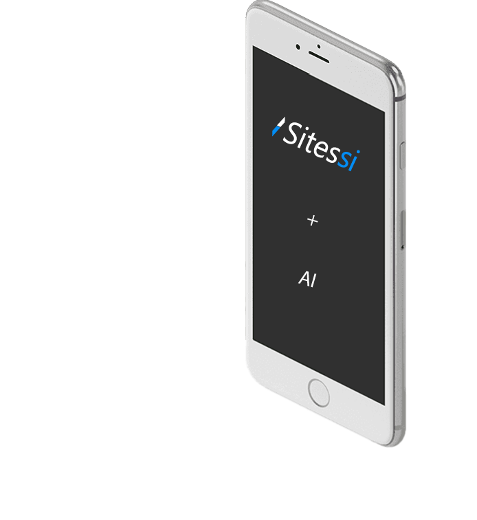 A cell phone with the word sitessi and AI on the screen.