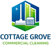 Cottage Grove Commercial Cleaning logo with building, mop, and broom icon