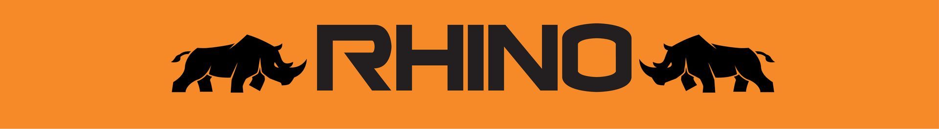 A logo for rhino dumpster rental with two rhinos on it