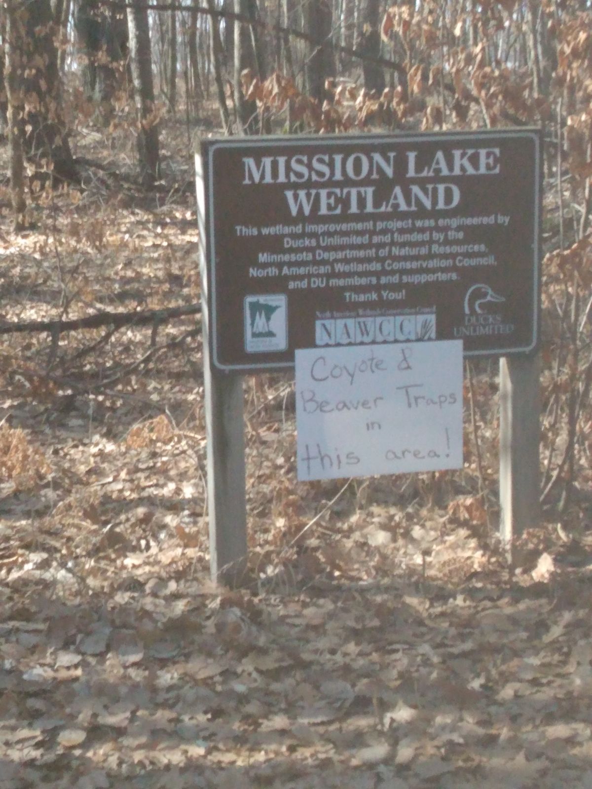 Warning sign at Mission Lake