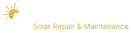 Gold sun logo beside the text “Solar Repair & Maintenance” on a white background