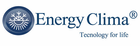 Logo Energy Climate con icona di fiocco di neve blu e slogan 