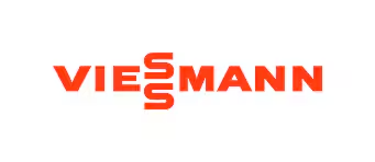 Logo Viessmann in rosso-arancio su sfondo bianco.