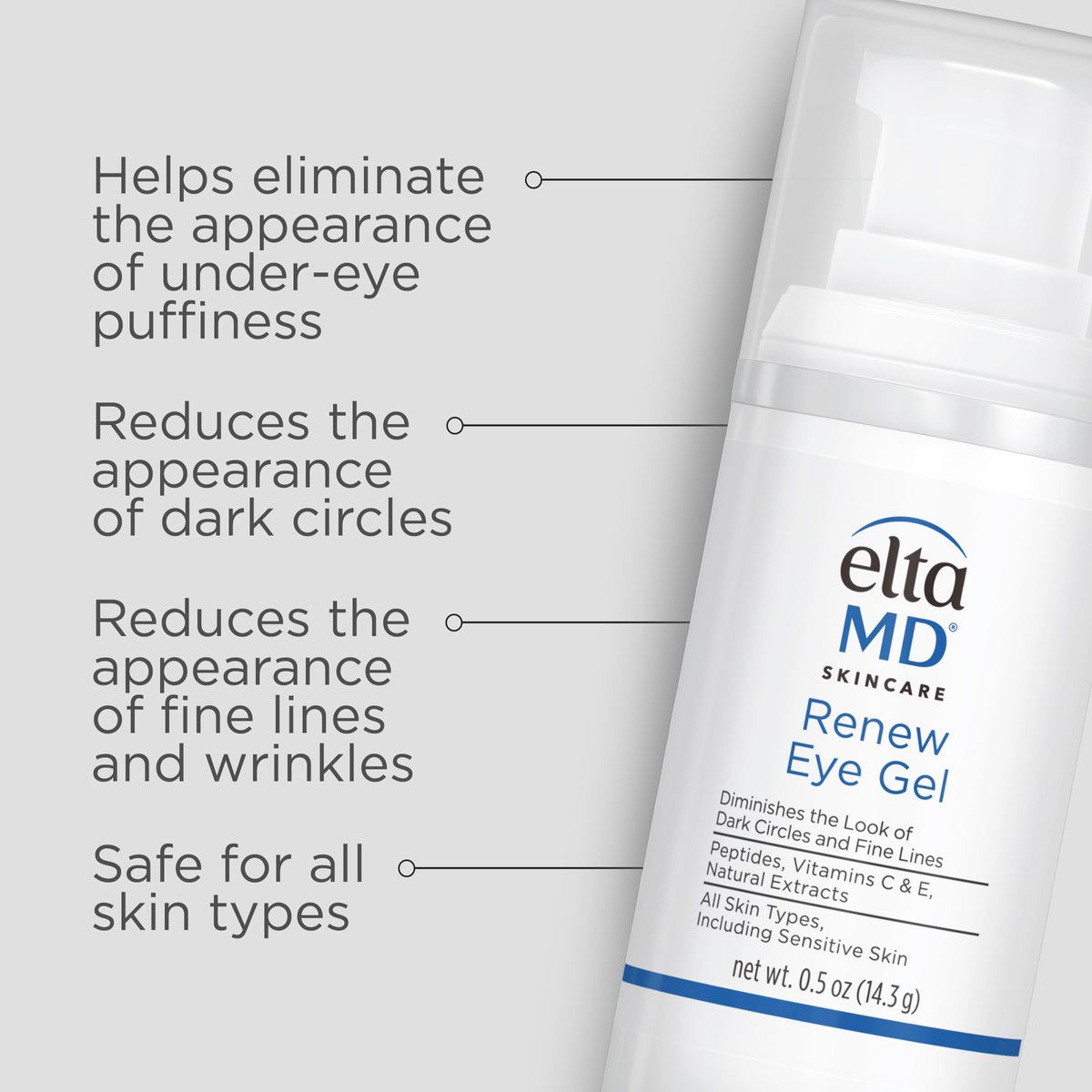 Elta md renew eye gel helps eliminate the appearance of under eye puffiness
