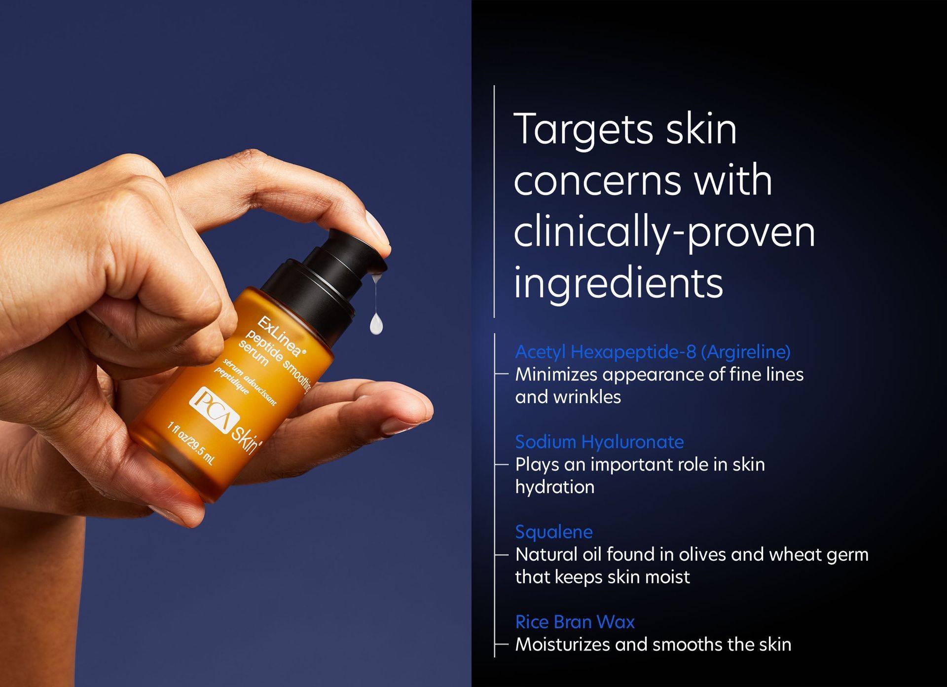 A person is holding a bottle of serum in their hand.