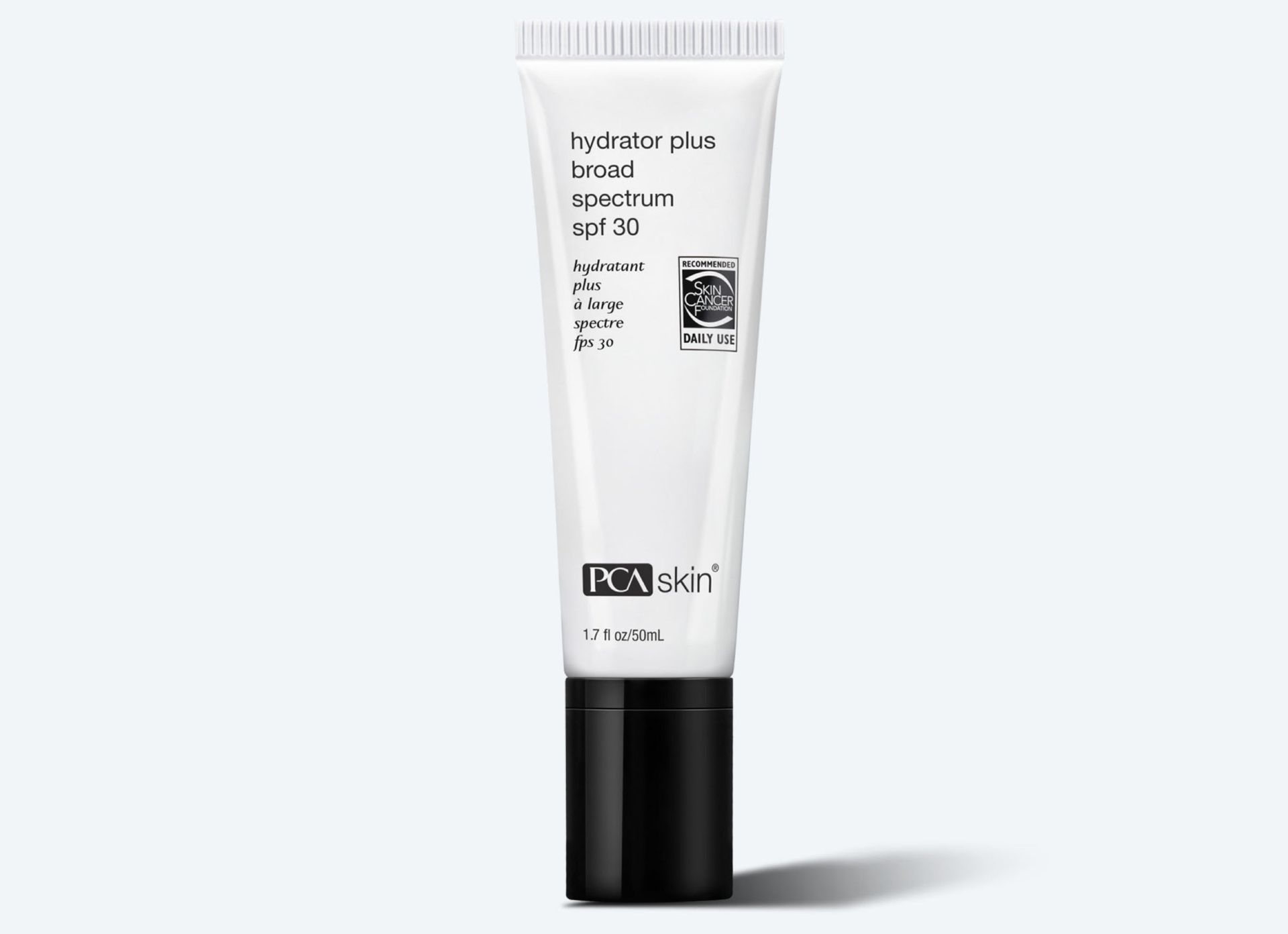 A white tube of lotion with a black cap on a white background.
